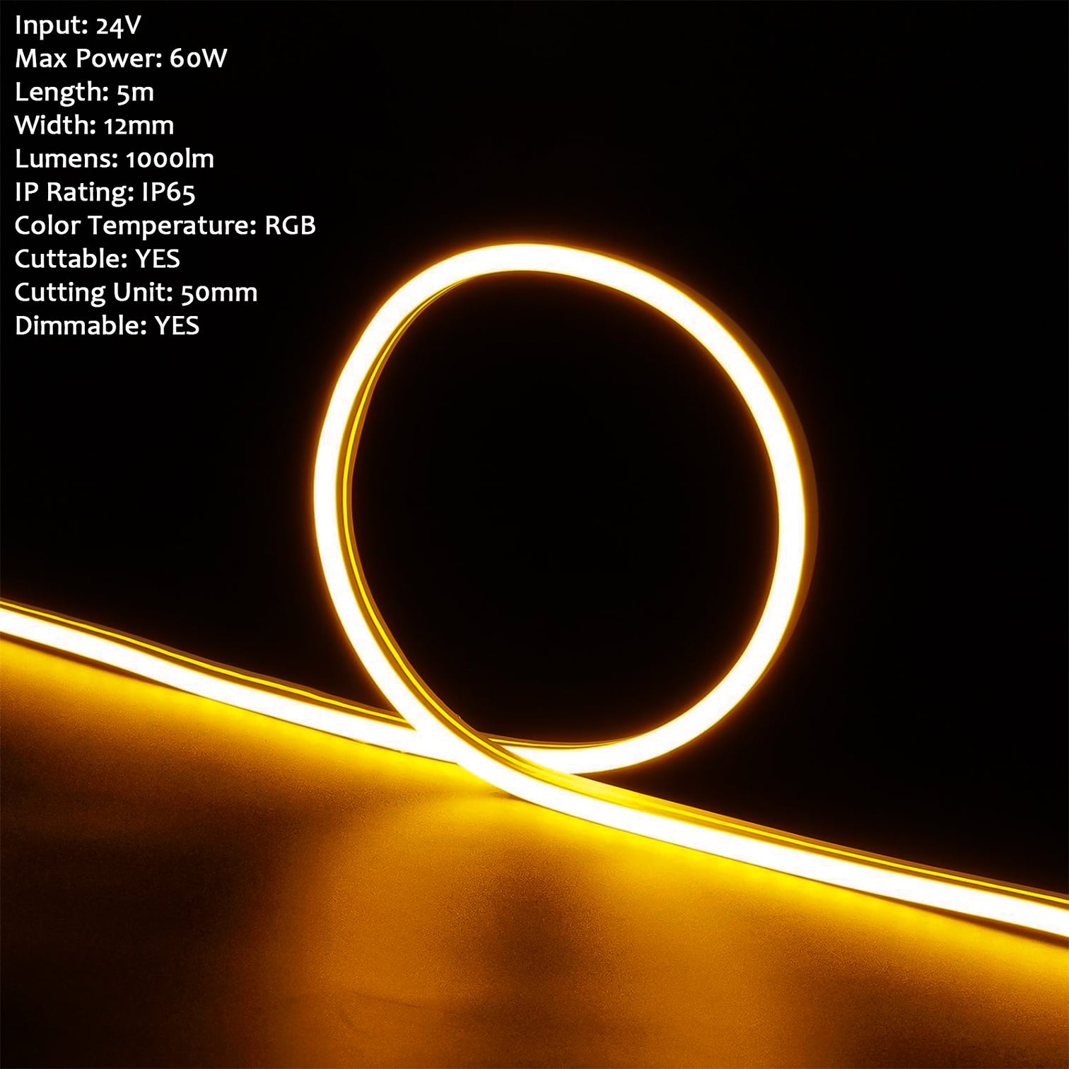 LED Neon Strip 5M 24V 60W RGB Color Rope IP65 Waterproof WIFI Controller - 7Pandas Australia