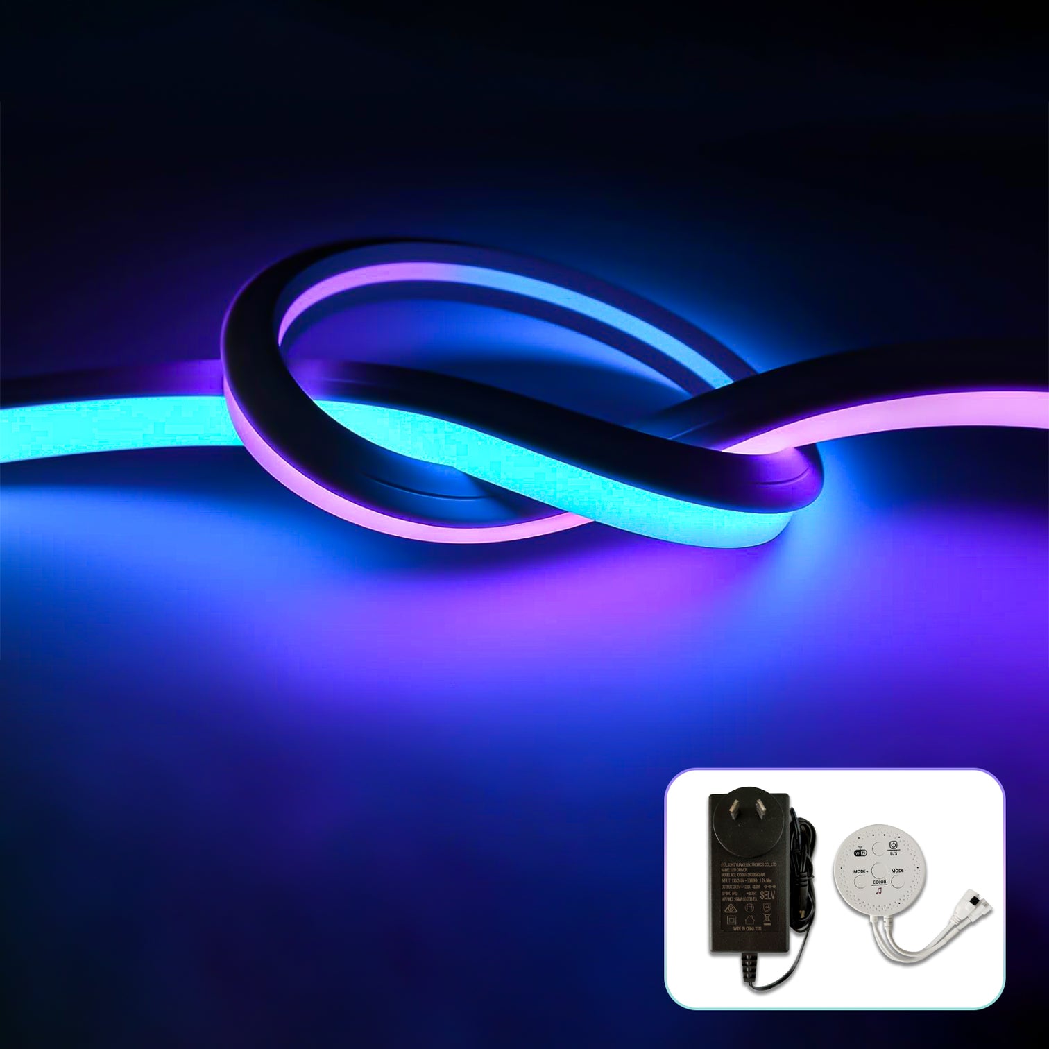 LED Neon Strip 5M 24V 60W RGB Color Rope IP65 Waterproof WIFI Controller - 7Pandas Australia