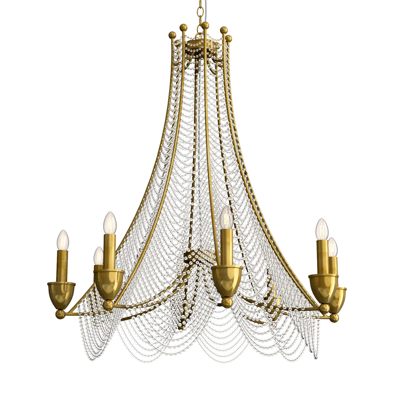 CAIRO Provincial Style 8-Lights Crystal Chandelier High Ceiling Aged Brass - 7Pandas Australia