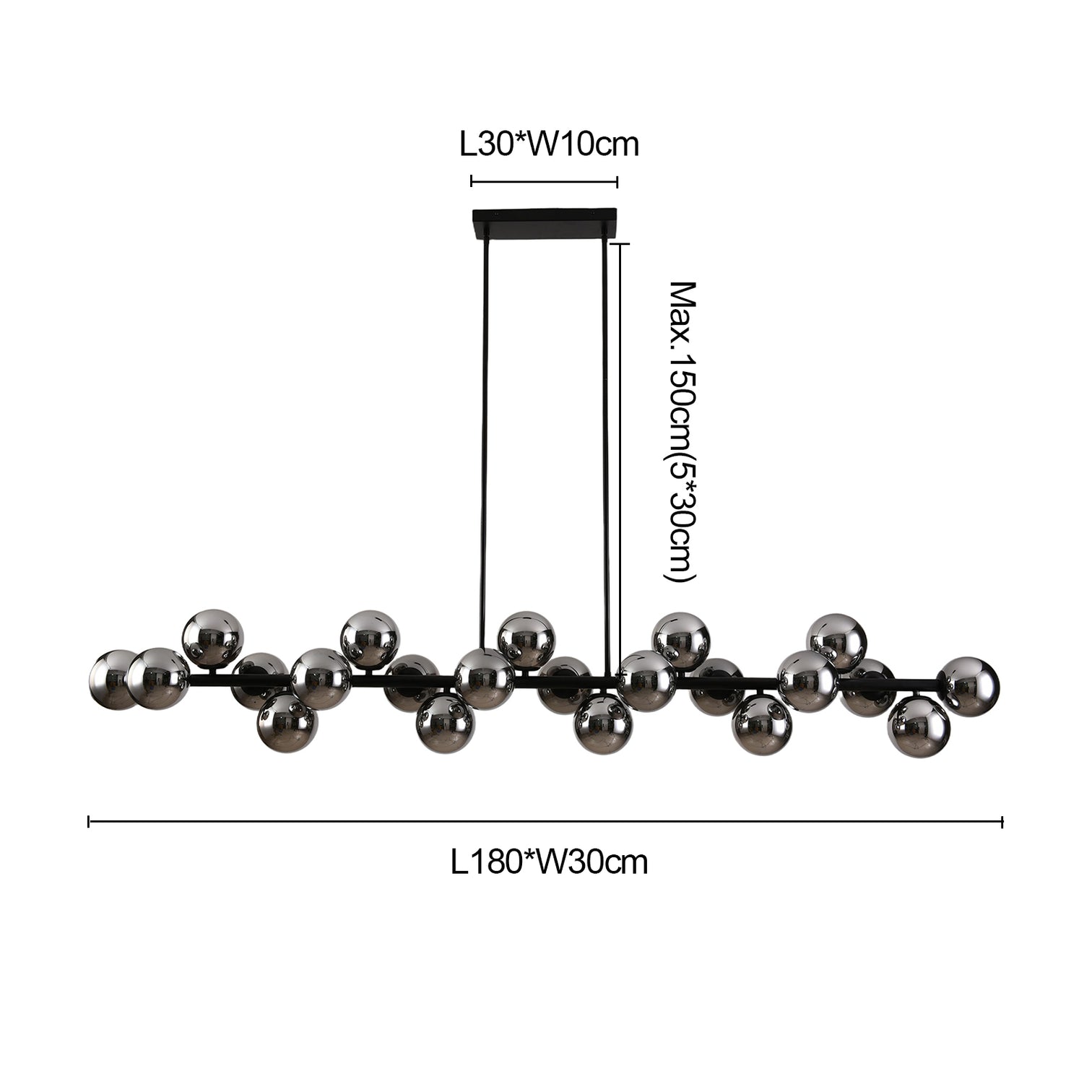SILFA 1800mm LED Smoke Glass Pendant Light 22-Lights G9 Dimmable Dinning Table - 7Pandas Australia