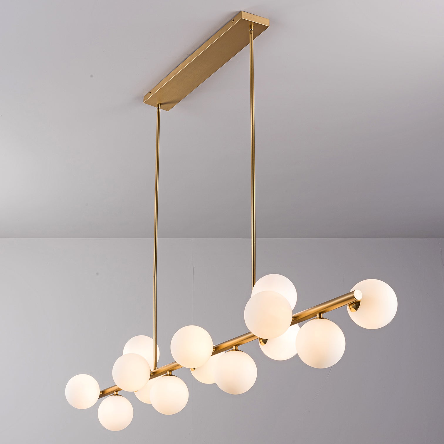 ANGELO 1500mm Aged Brass Minimalist LED Milky Glass Pendant Light Kitchen Island G9 Bulb Dimmable - 7Pandas Australia