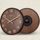 RUNI Wall Clock 14 Inch 350mm Brown Wood Frame MDF+Ashtree Leather Finish - 7Pandas Australia