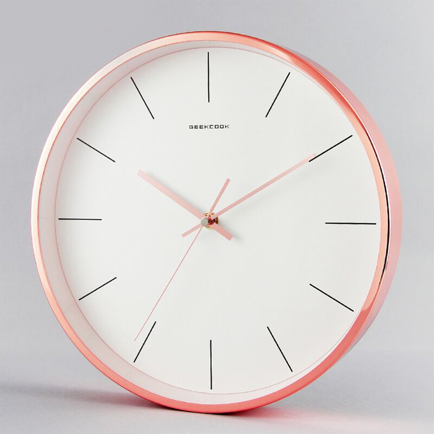 RUBI Quartz Wall Clock 12 Inch 300mm Rose Gold Metal Frame White Back Plate - 7Pandas Australia