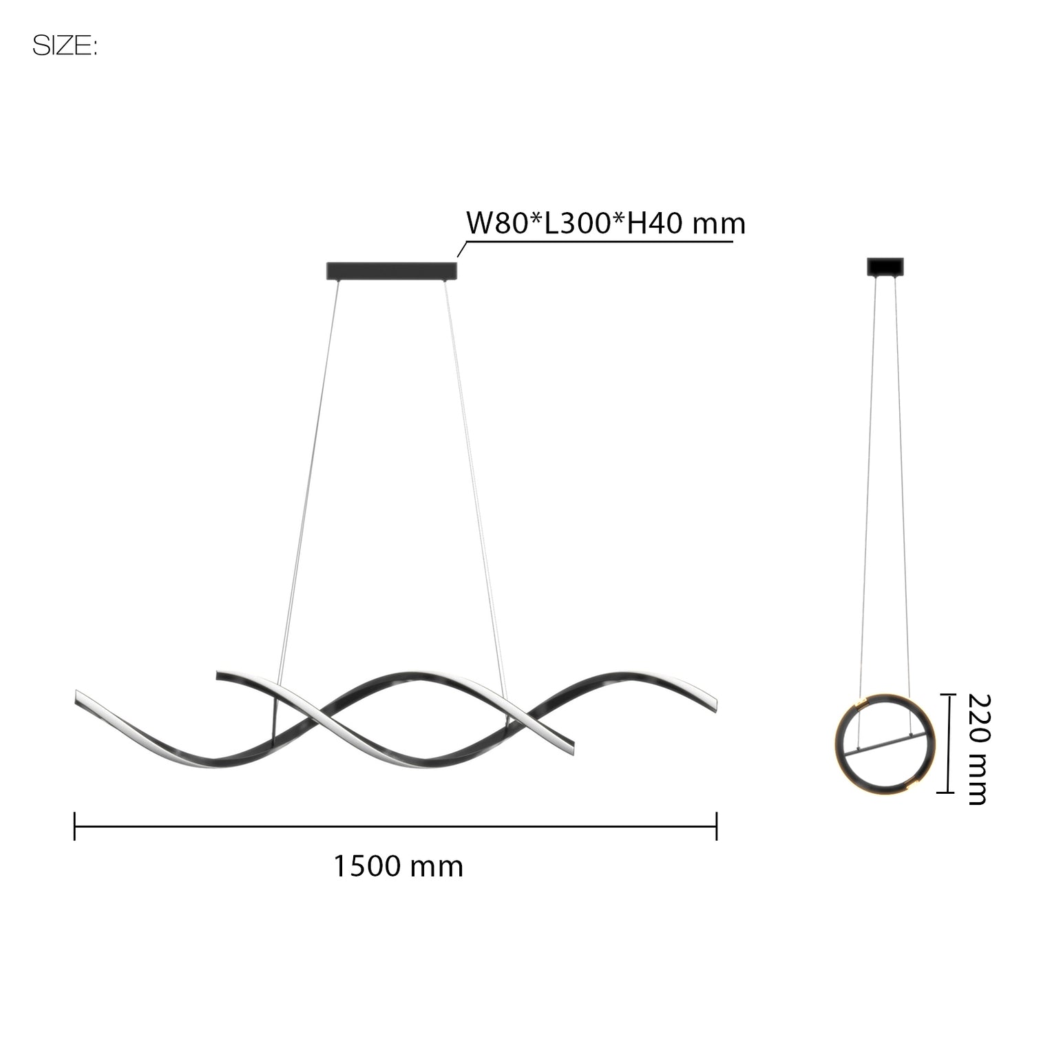 LEEDS Modern Style 1500mm Length LED Pendant Light 46W 3CCT Dimmable Dining Table