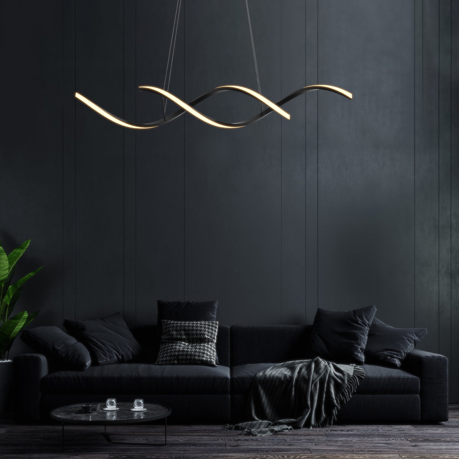 LEEDS Modern Style 1500mm Length LED Pendant Light 46W 3CCT Dimmable Dining Table