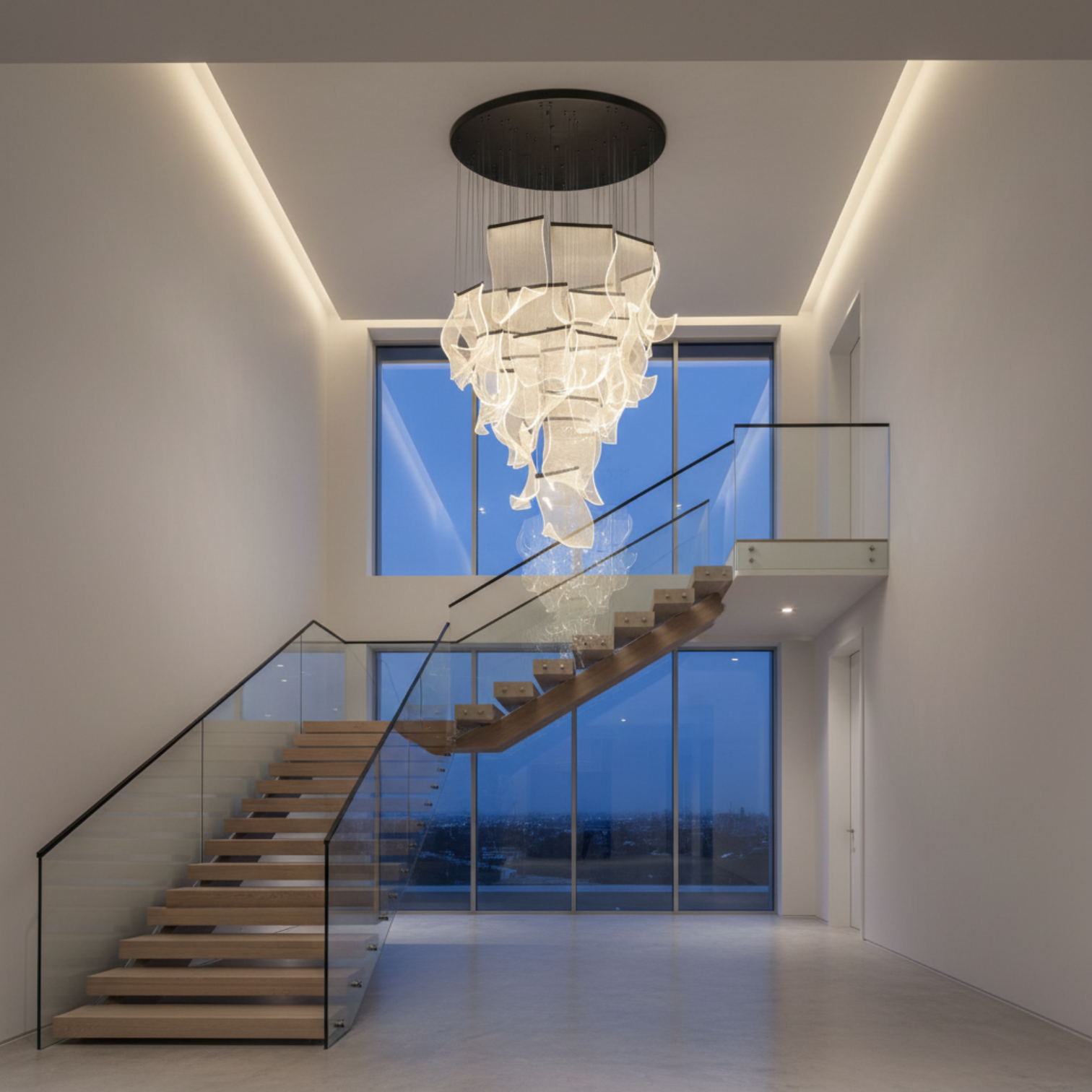 BORAS Modern High Ceiling Acrylic LED Chandelier 3CCT Dimmable