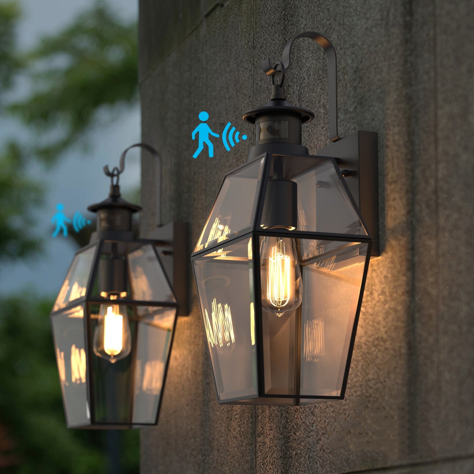 ROSEN Exterior Wall Light With Motion Sensor Matt Black IP44 Weather Proof include LED bulb - 7Pandas Australia