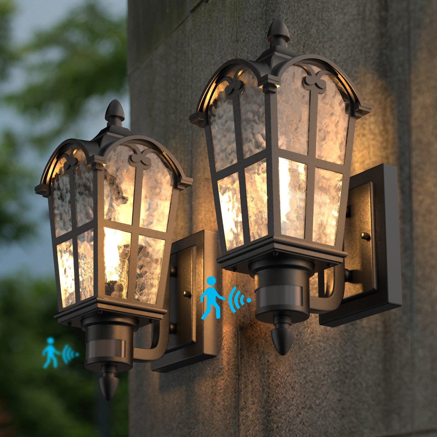 HALEY Traditional Lantern Style Motion Sensor Exterior Matt Black IP44 - 7Pandas Australia