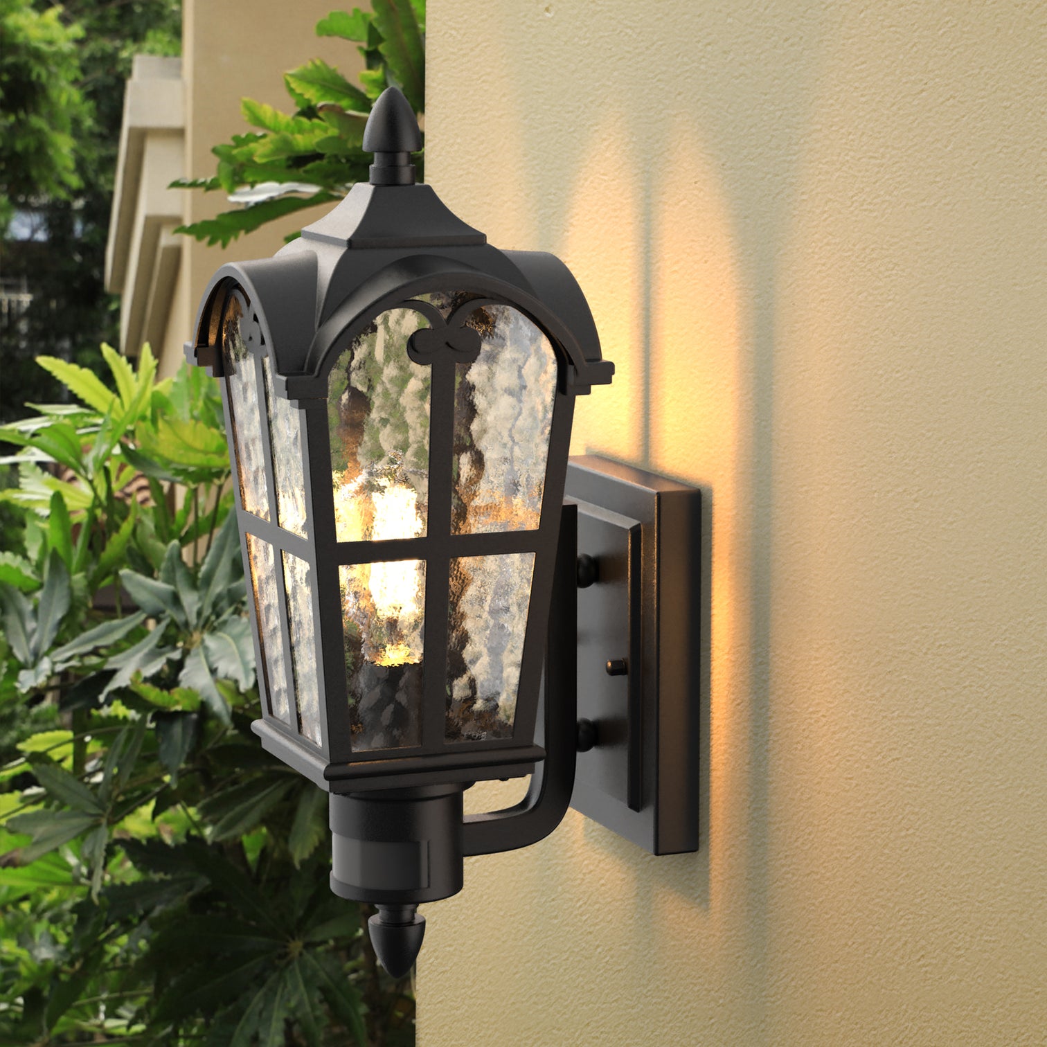 HALEY Traditional Lantern Style Motion Sensor Exterior Matt Black IP44 - 7Pandas Australia