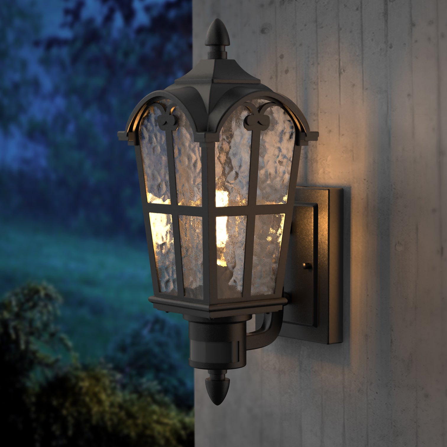 HALEY Traditional Lantern Style Motion Sensor Exterior Matt Black IP44 - 7Pandas Australia