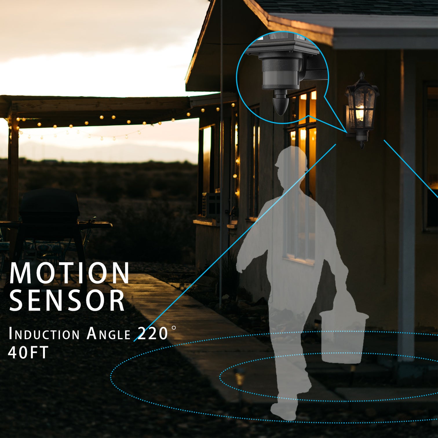 HALEY Traditional Lantern Style Motion Sensor Exterior Matt Black IP44 - 7Pandas Australia