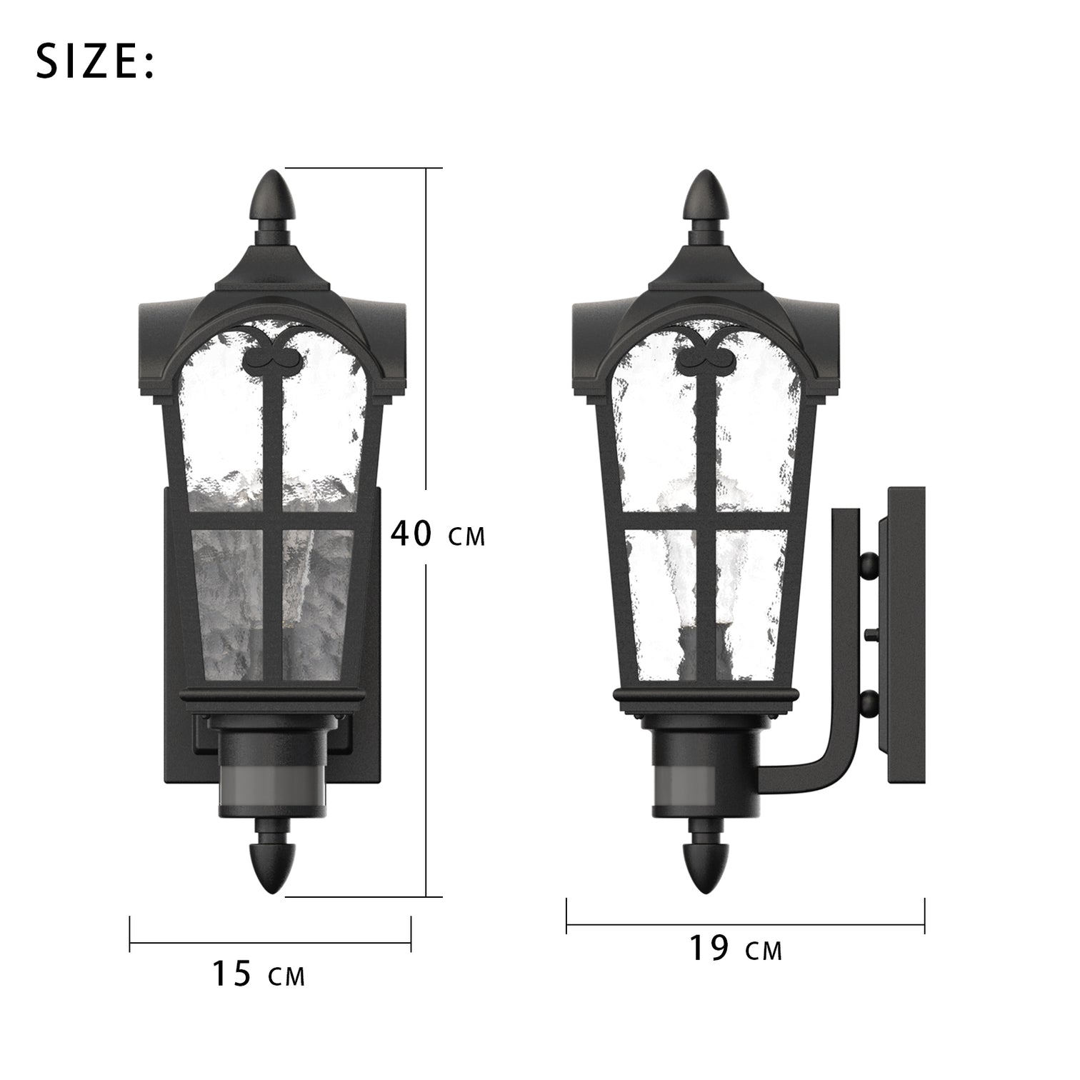 HALEY Traditional Lantern Style Motion Sensor Exterior Matt Black IP44 - 7Pandas Australia