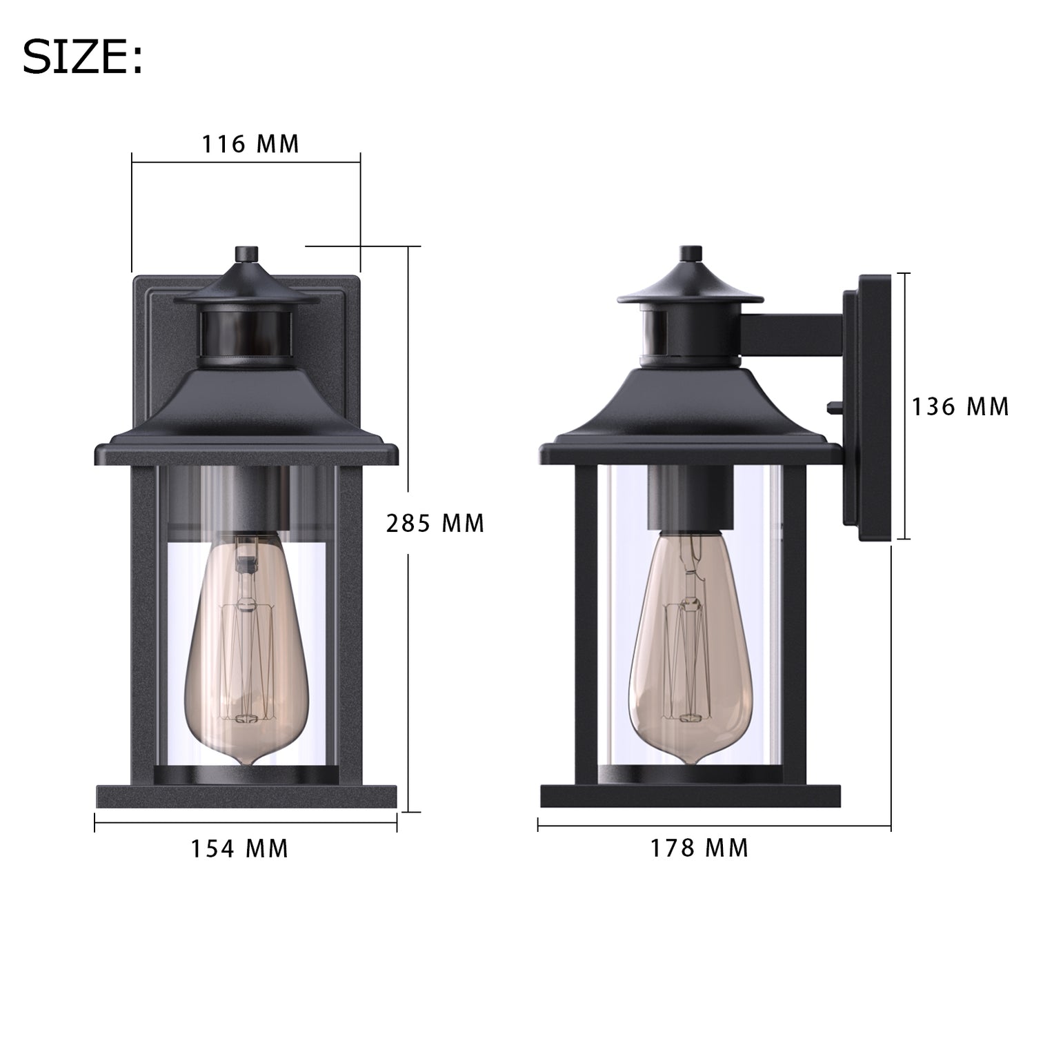 JULIA Motion Sensor Exterior Outdoor Lights Wall Mount Dusk to Dawn IP44 Weather proof Matt Black - 7Pandas Australia