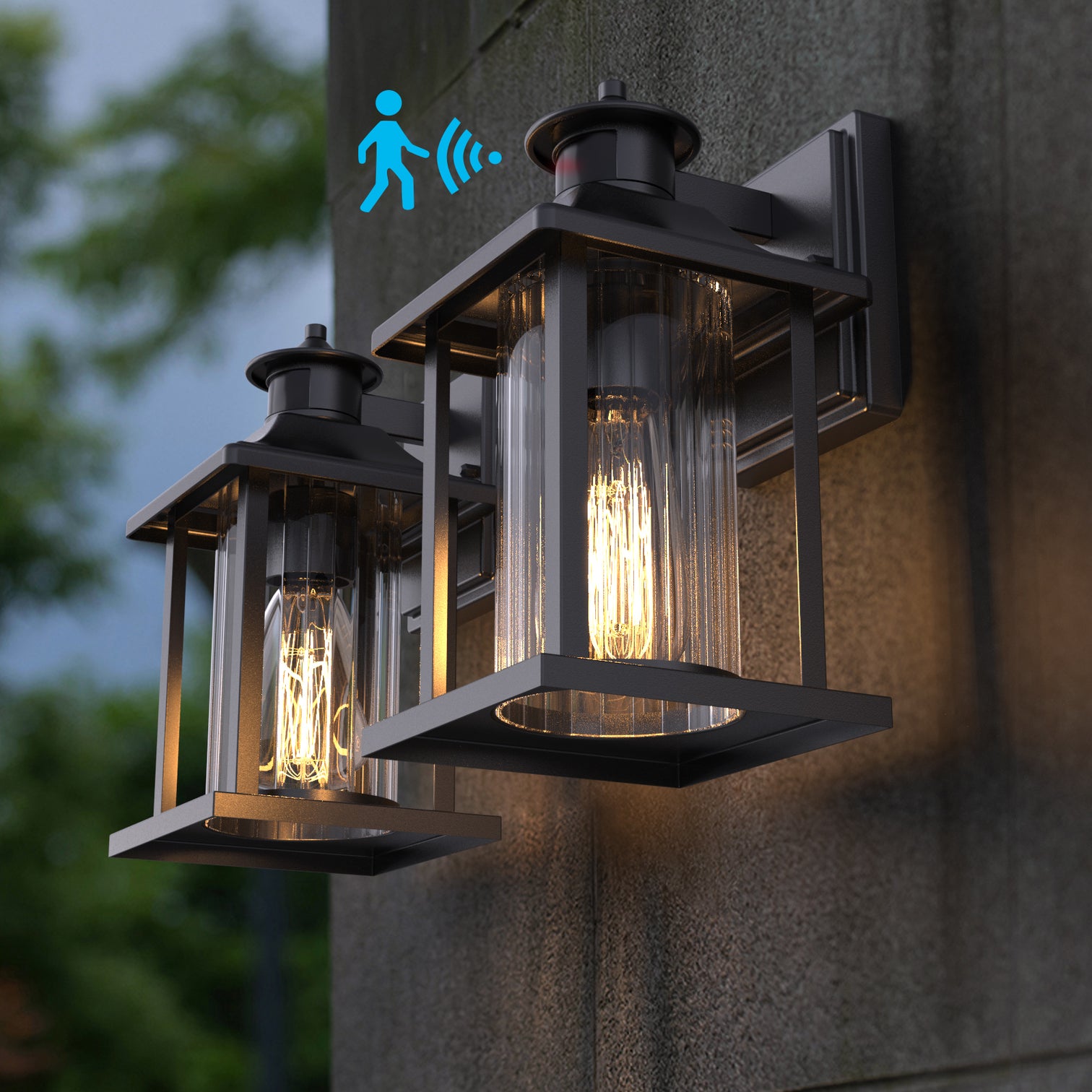 JULIA Motion Sensor Exterior Outdoor Lights Wall Mount Dusk to Dawn IP44 Weather proof Matt Black - 7Pandas Australia
