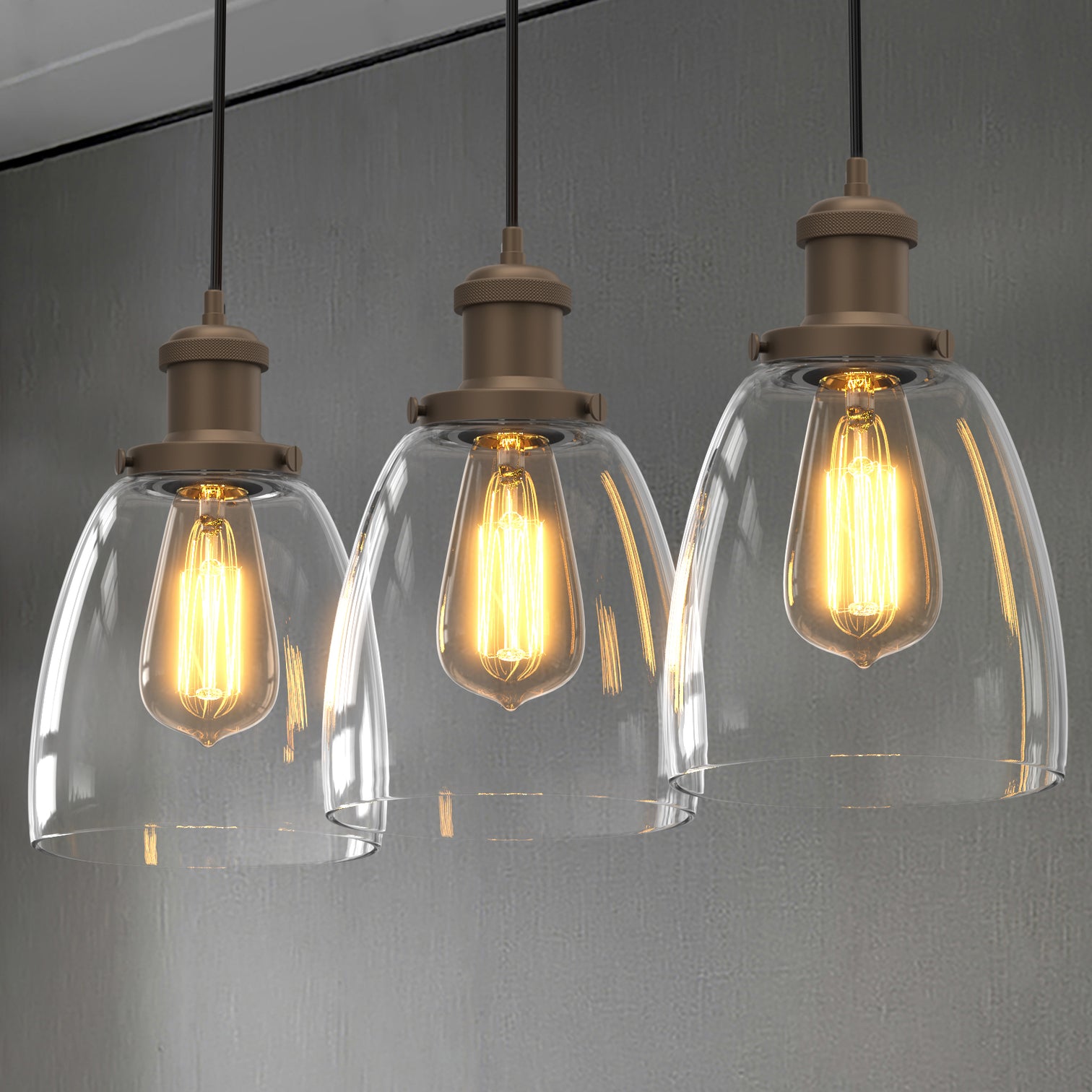 WINER Modern Glass Pendant Light Kitchen Island Dining Room E27 3PACK - 7Pandas Australia