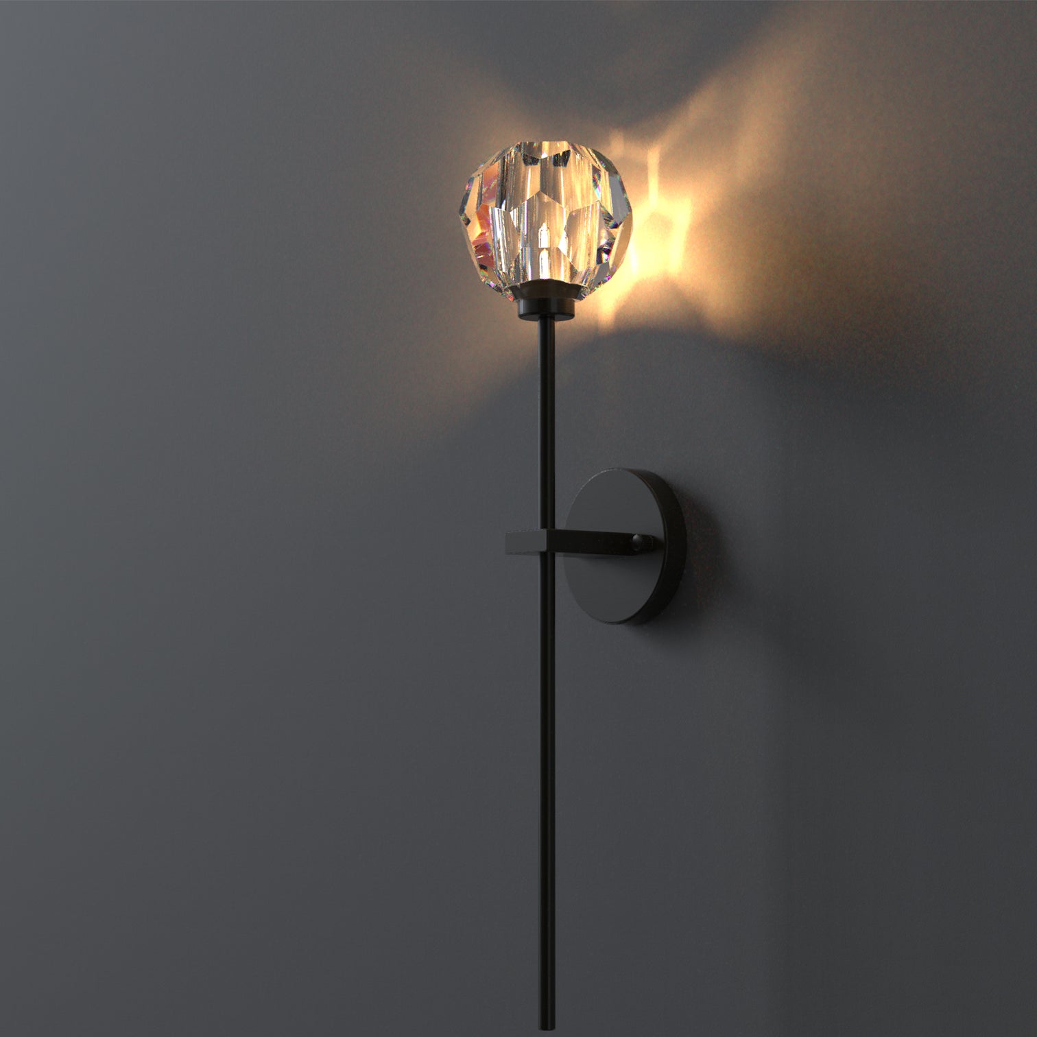 TULIM 1-Light Wall Light Long Stem Crystal Glass Shade Aged Brass G9 - 7Pandas Australia