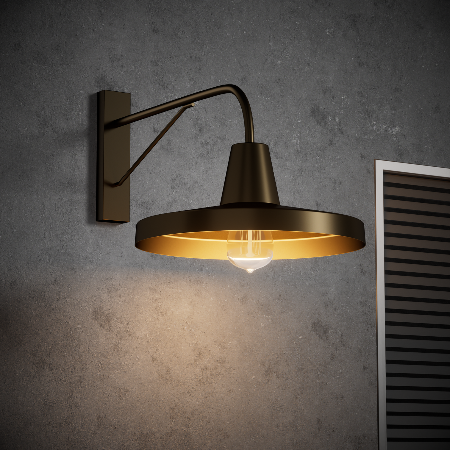 BIANCI Large Outdoor Barn Wall Light Fixture Matt Black IP44 E27