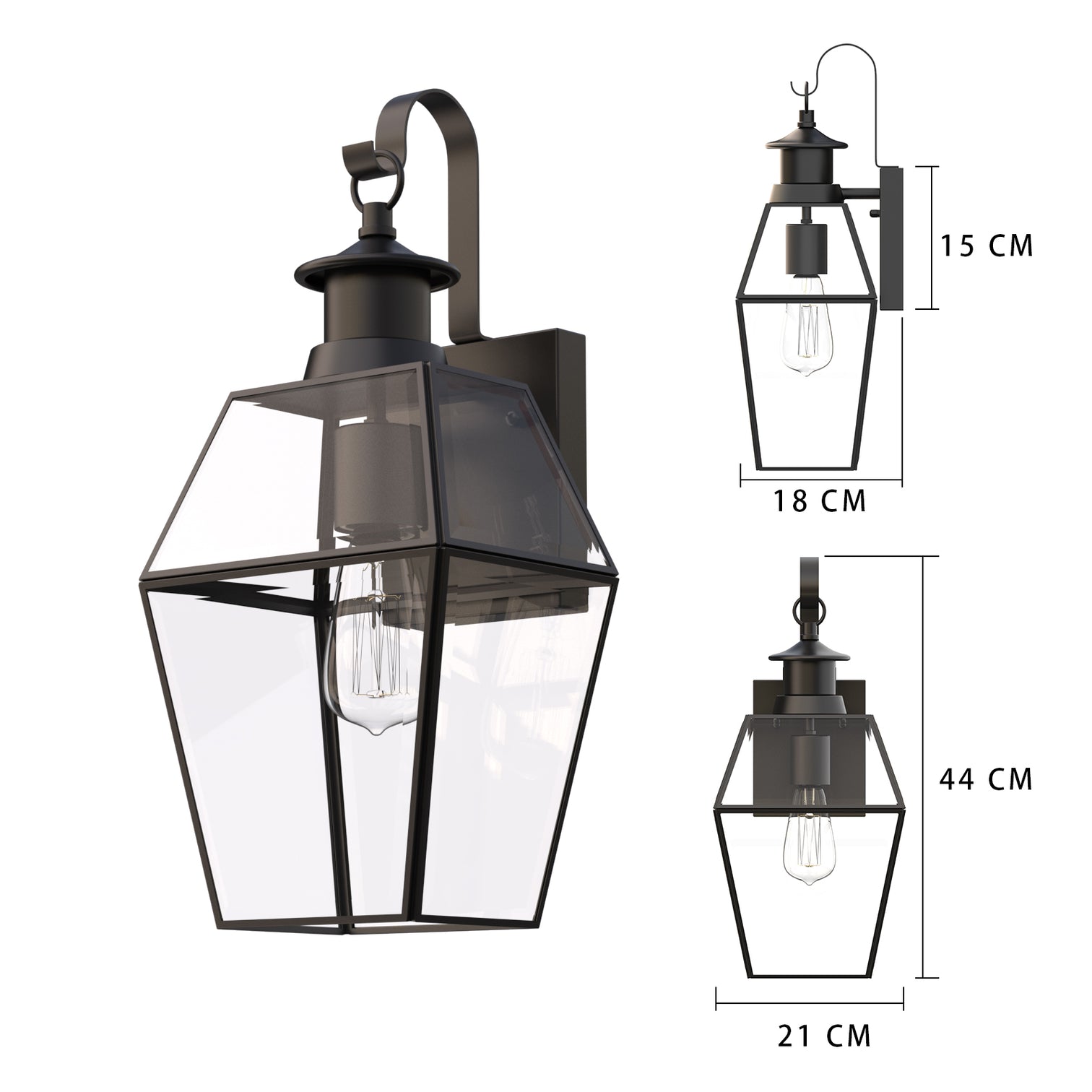 ROSEN Exterior Wall Light With Motion Sensor Globe Matt Black IP44 Weather Proof include LED bulb