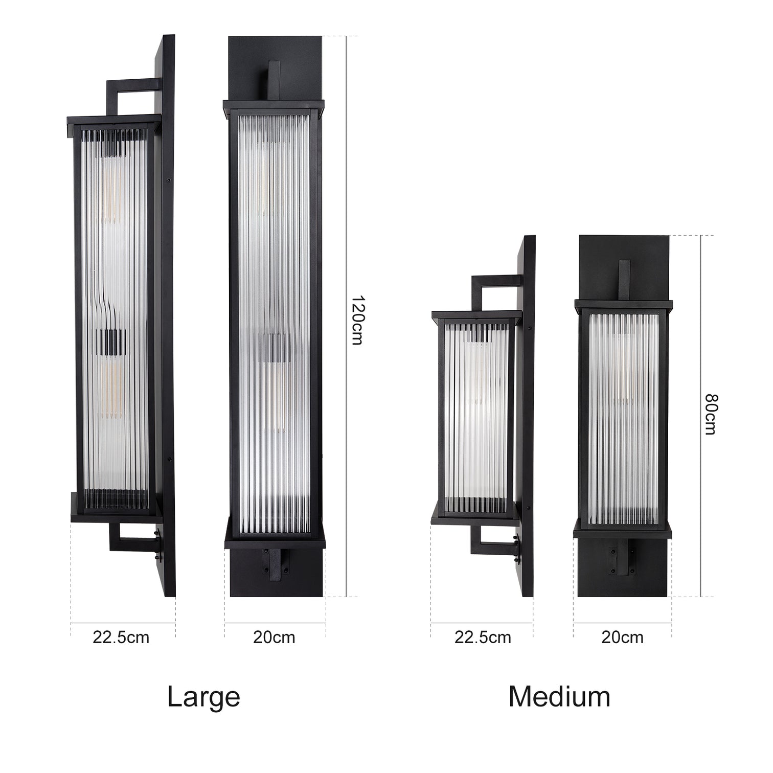 ECOSA Large Luxury Exterior Wall Light Weather Proof Matt Black with LED Light IP44 - 7Pandas Australia
