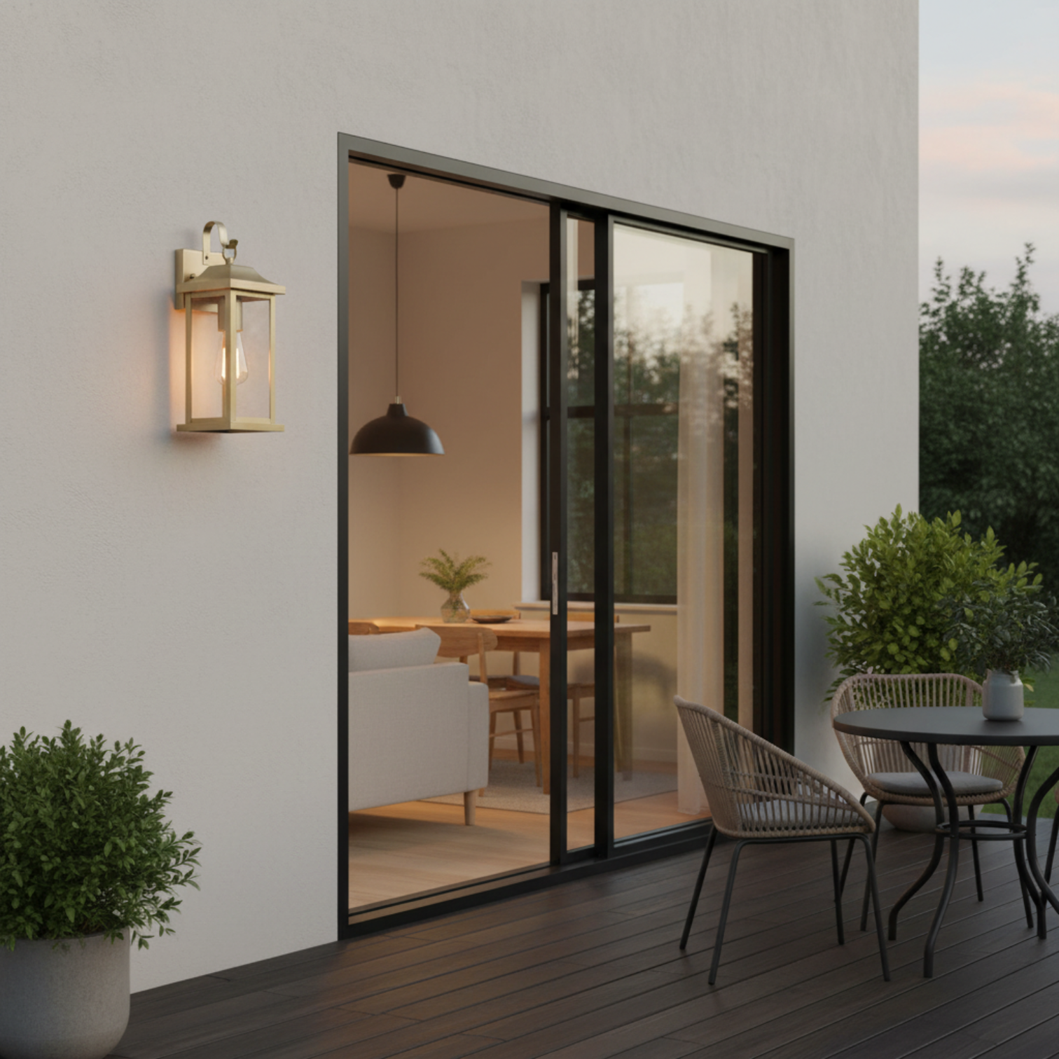 RITZ Lantern Style Exterior Wall Light IP44 Weatherproof Gold Dimmable - 7Pandas Australia