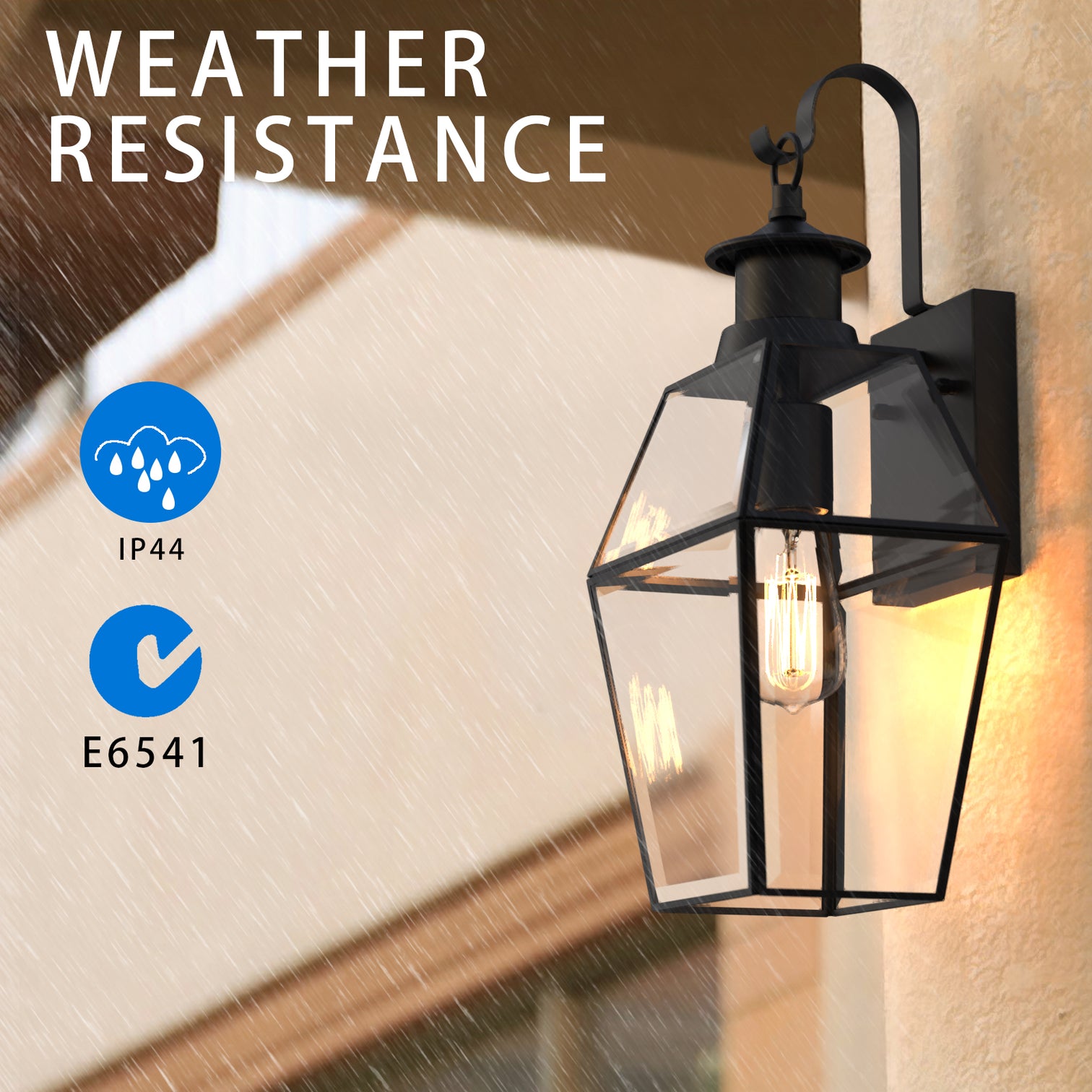 ROSEN Exterior Wall Light With Motion Sensor Globe Matt Black IP44 Weather Proof include LED bulb