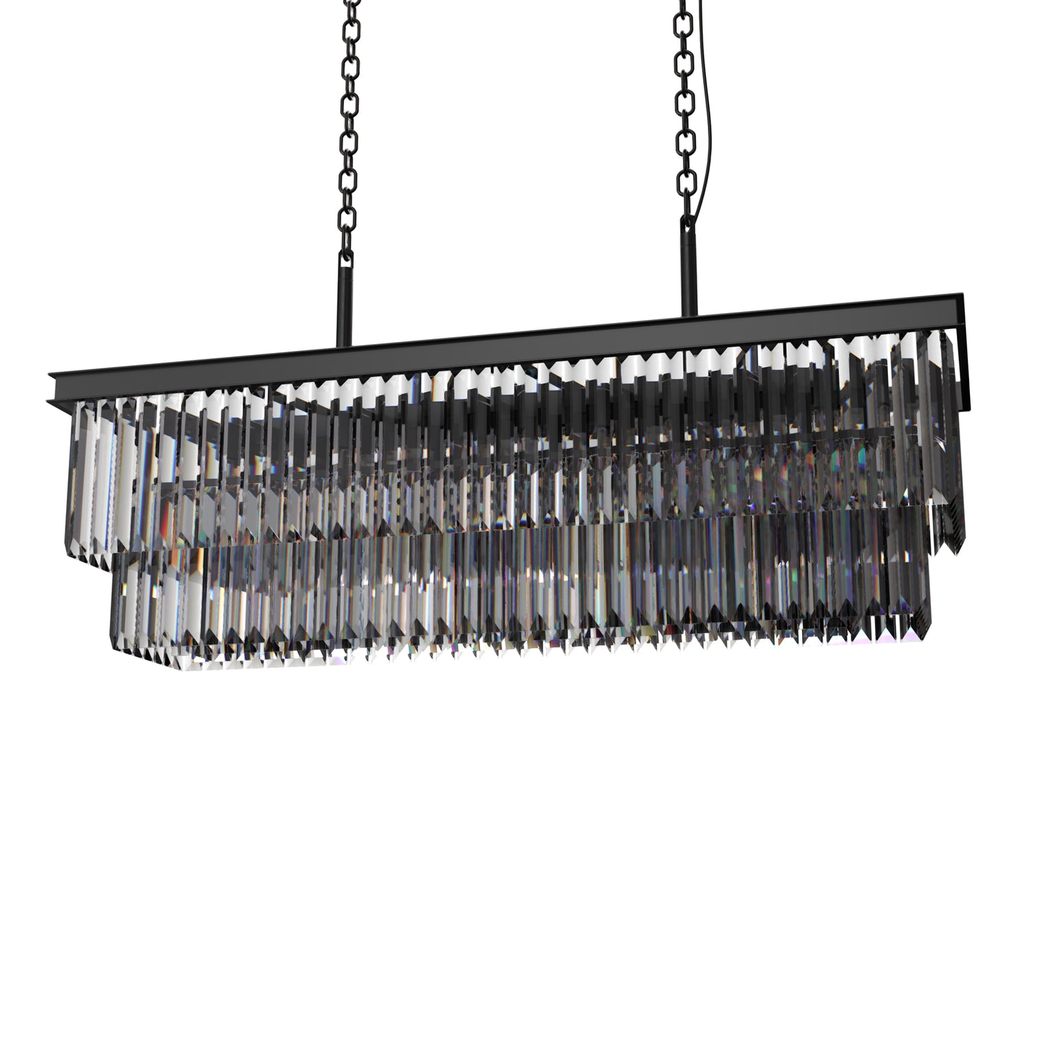 Terrance 16-Lights Rectangle Modern Smoky Crystal Chandelier Kitchen Dining E14 Lamp Base - 7Pandas Australia