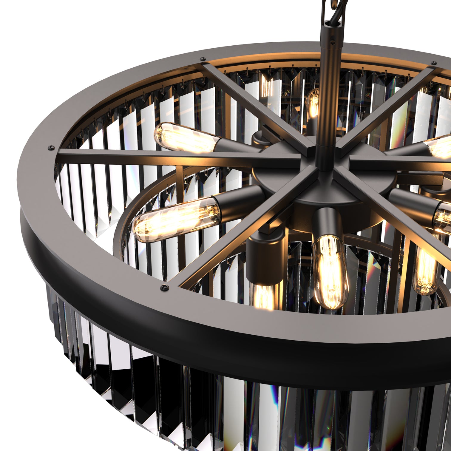 Terrance Round Modern Style Smoky Crystal Chandelier E14 Lamp Base - 7Pandas Australia