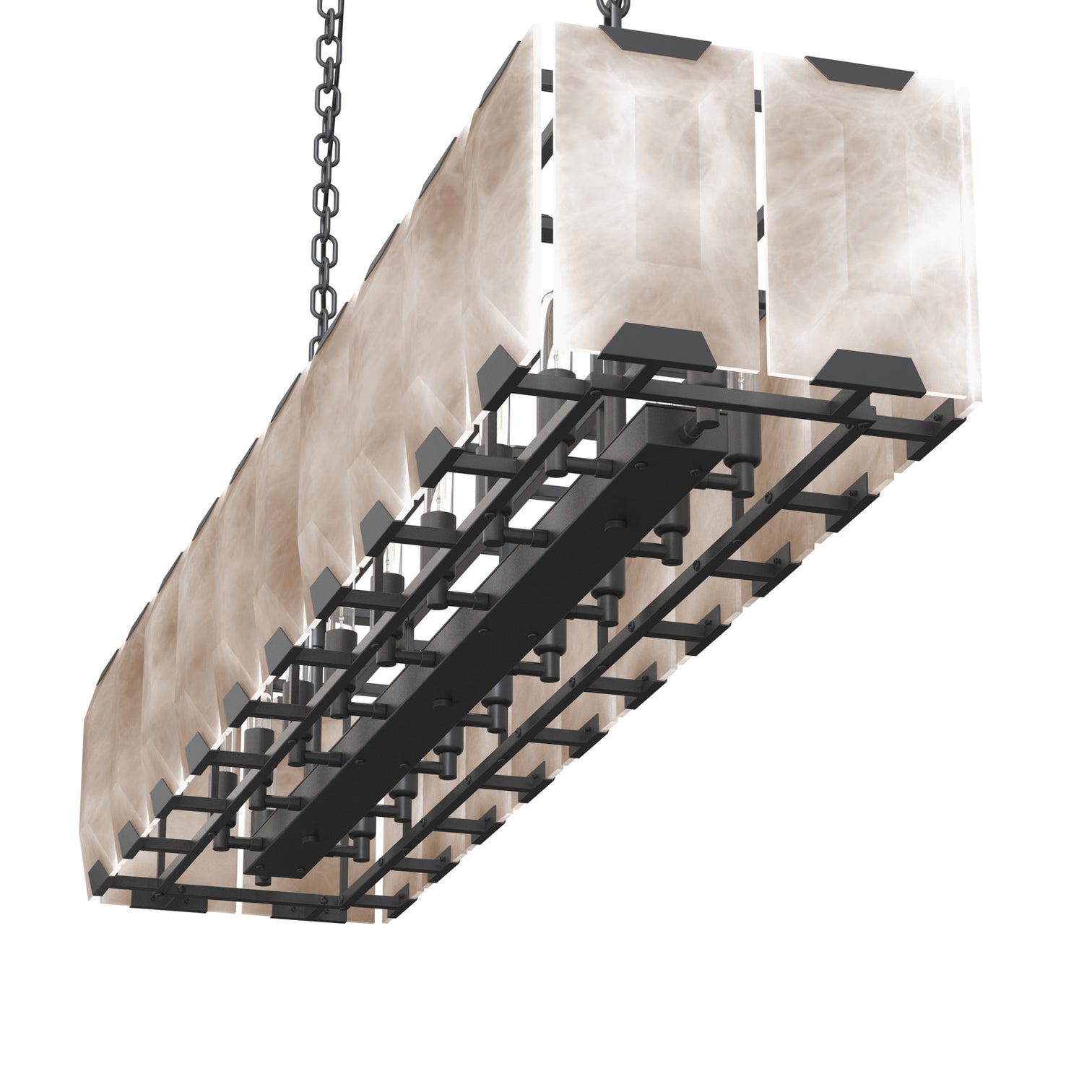 ALLYSON 18-Lights 1350mm Length Rectangle Alabaster Chandeliers Dining Room - 7Pandas Australia