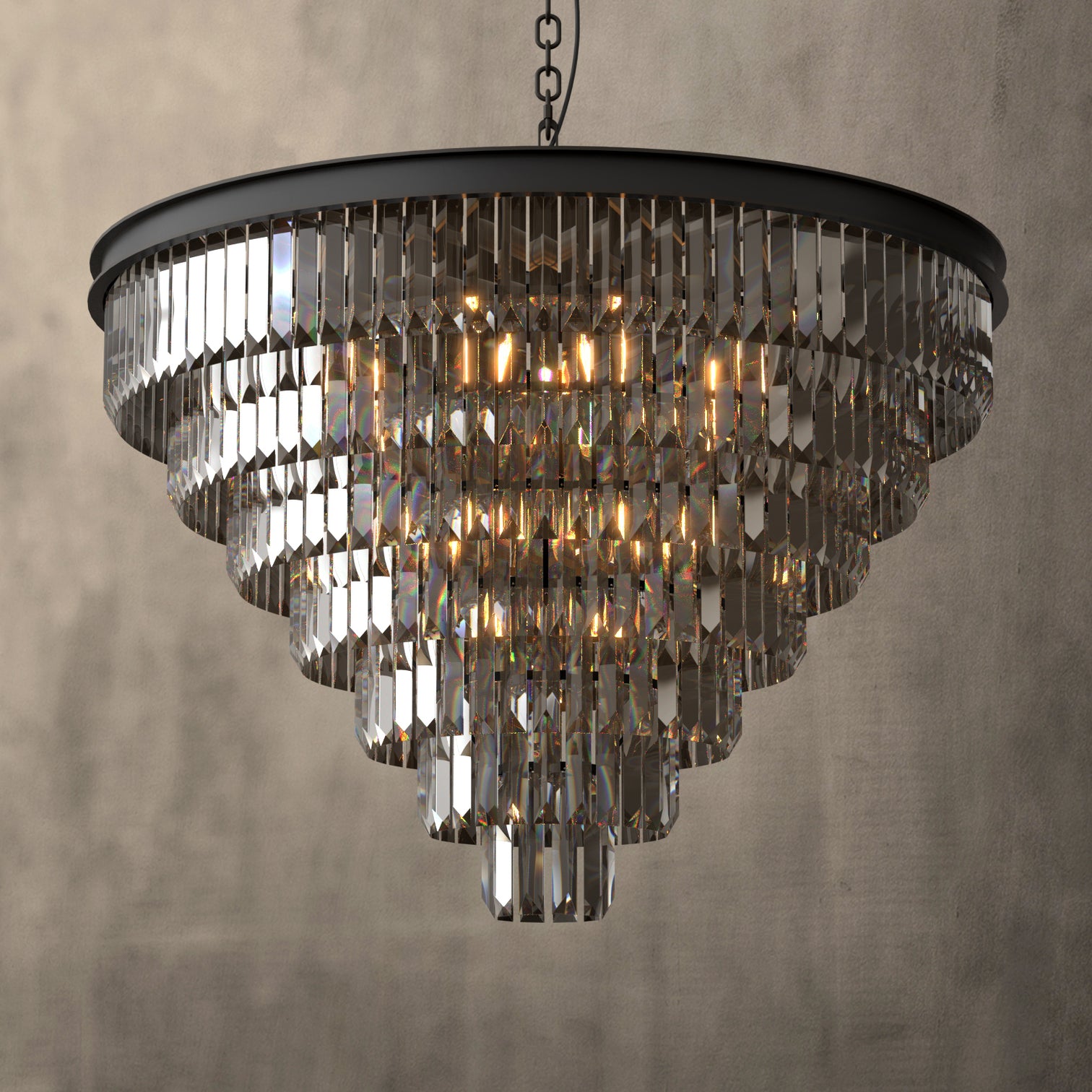 Terrance Round Modern Style Smoky Crystal Chandelier E14 Lamp Base - 7Pandas Australia