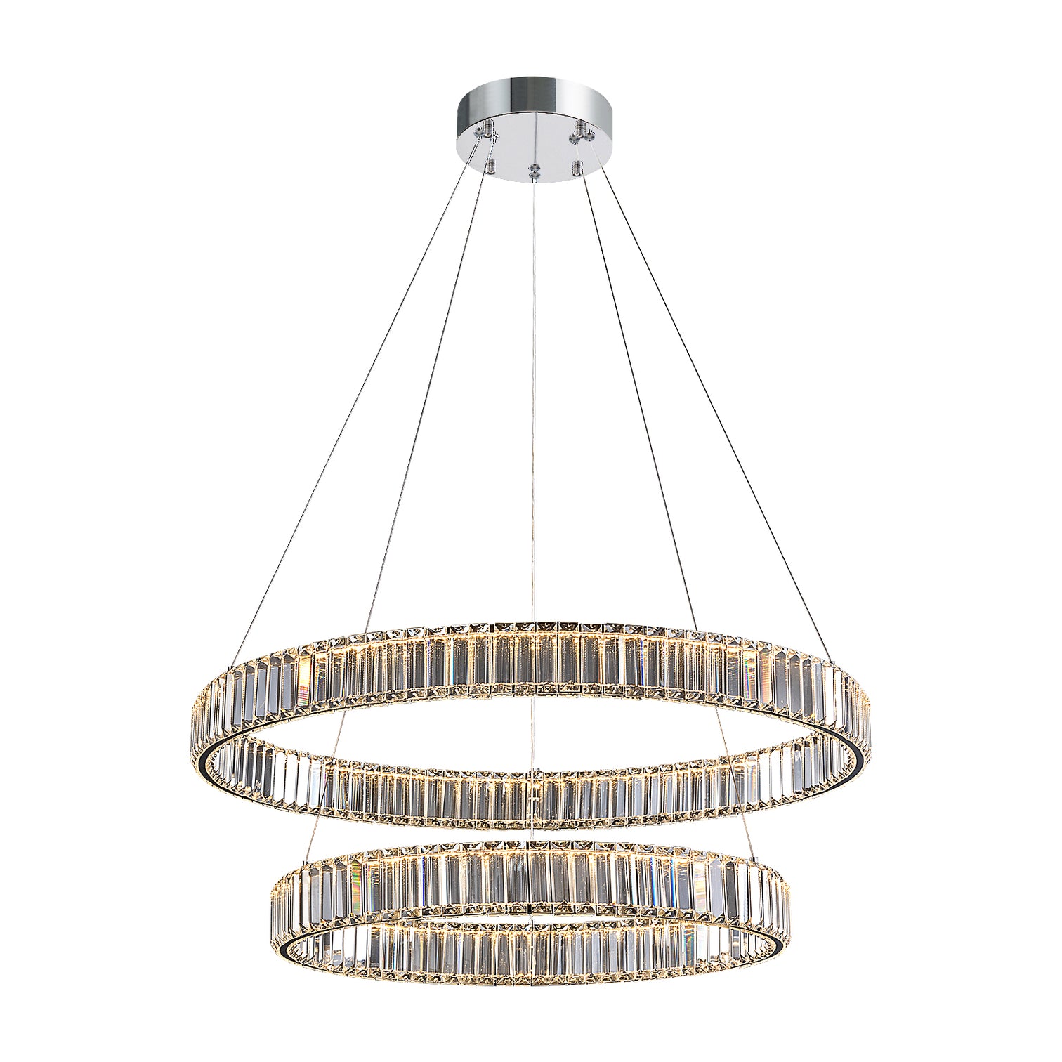 RING Double Layer Modern Style Round Crystal Chandelier Pendant Light Tri-color - 7Pandas Australia