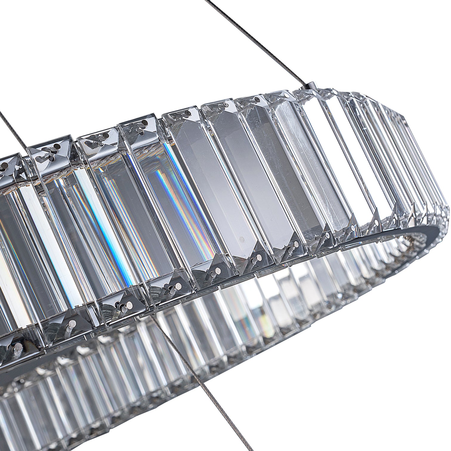 RING Double Layer Modern Style Round Crystal Chandelier Pendant Light Tri-color - 7Pandas Australia