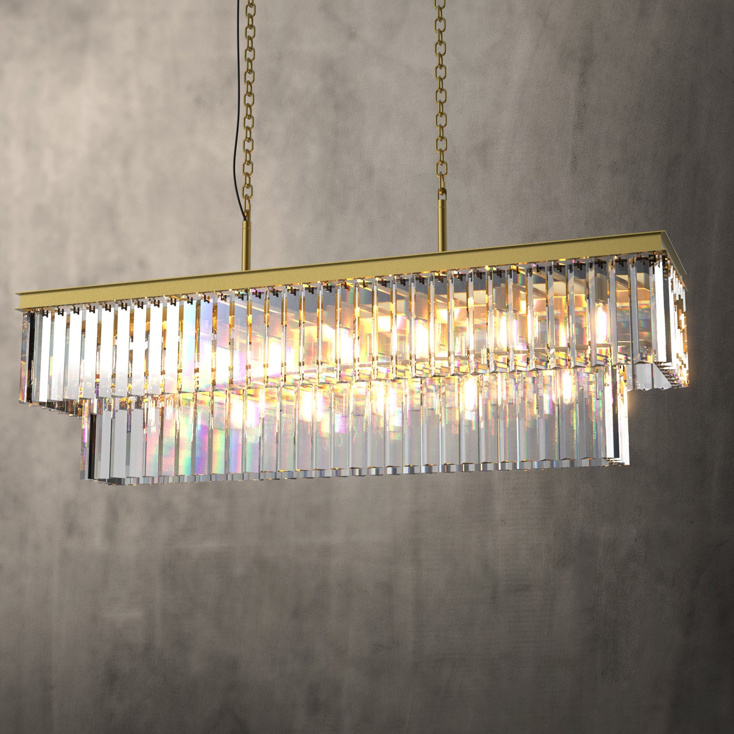 BILL Dimmable Luxury K9 Crystal Chandelier Rectangle Kitchen Dining Table 1250mm Length - 7Pandas Australia