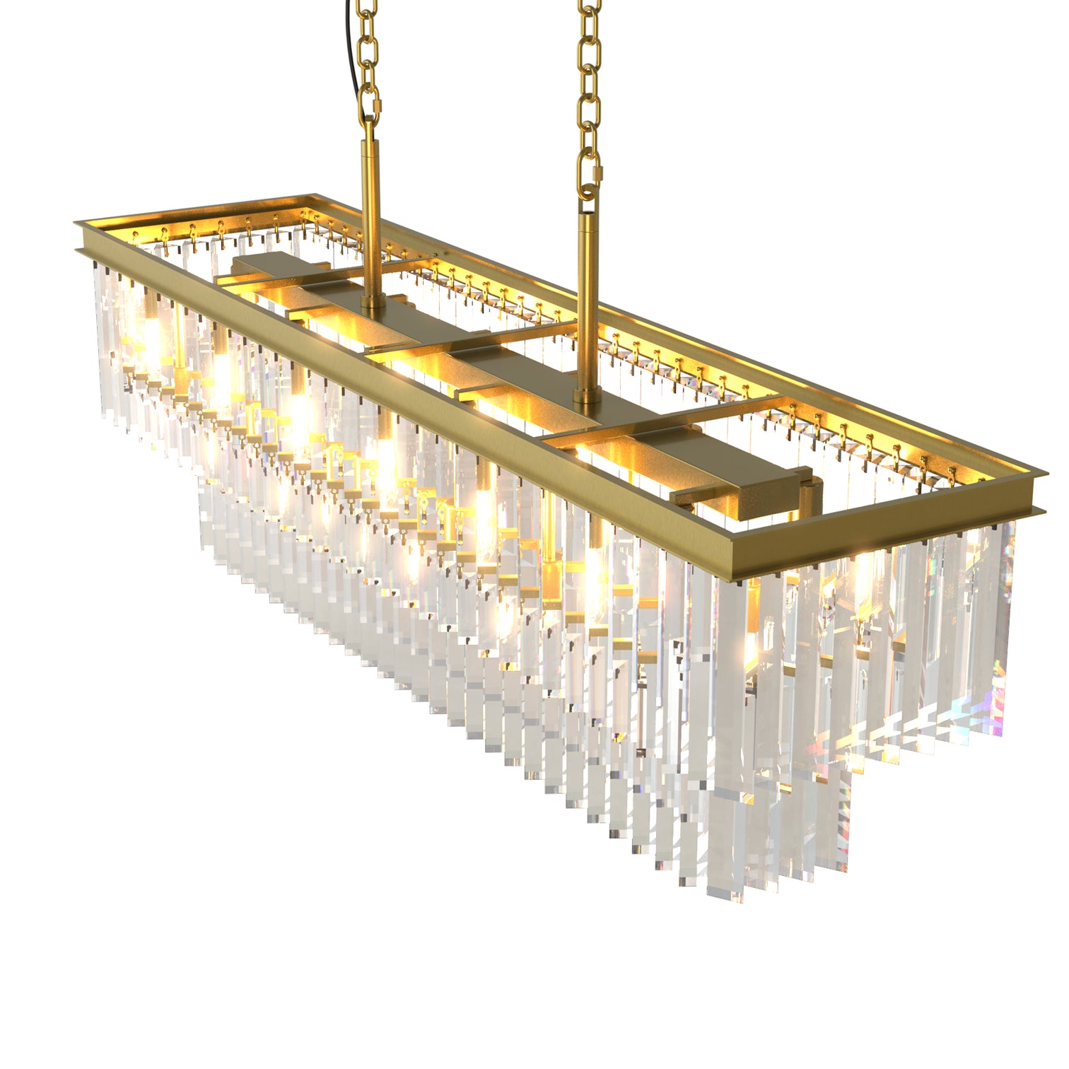 BILL Dimmable Luxury K9 Crystal Chandelier Rectangle Kitchen Dining Table 1250mm Length - 7Pandas Australia