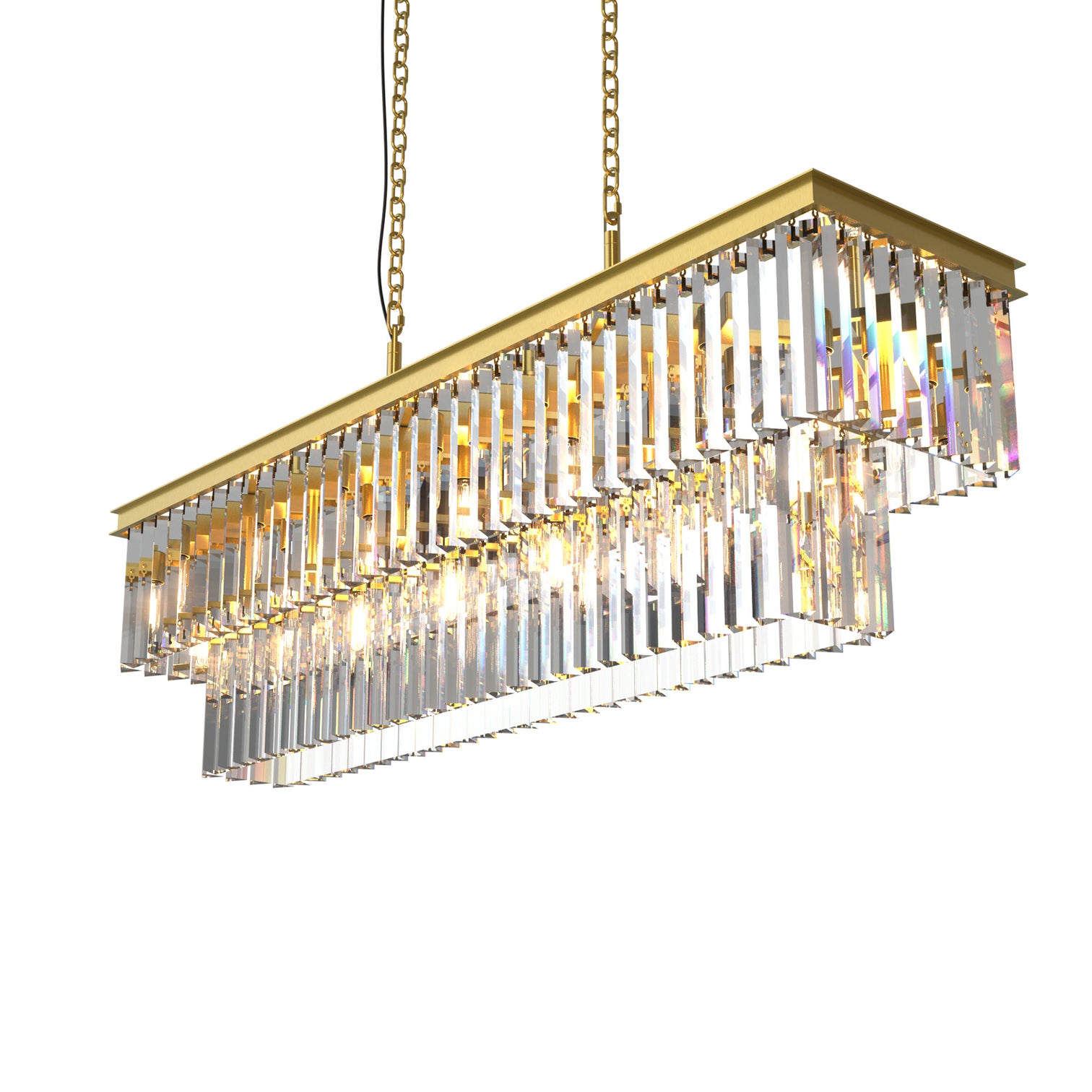 BILL Dimmable Luxury K9 Crystal Chandelier Rectangle Kitchen Dining Table 1250mm Length - 7Pandas Australia