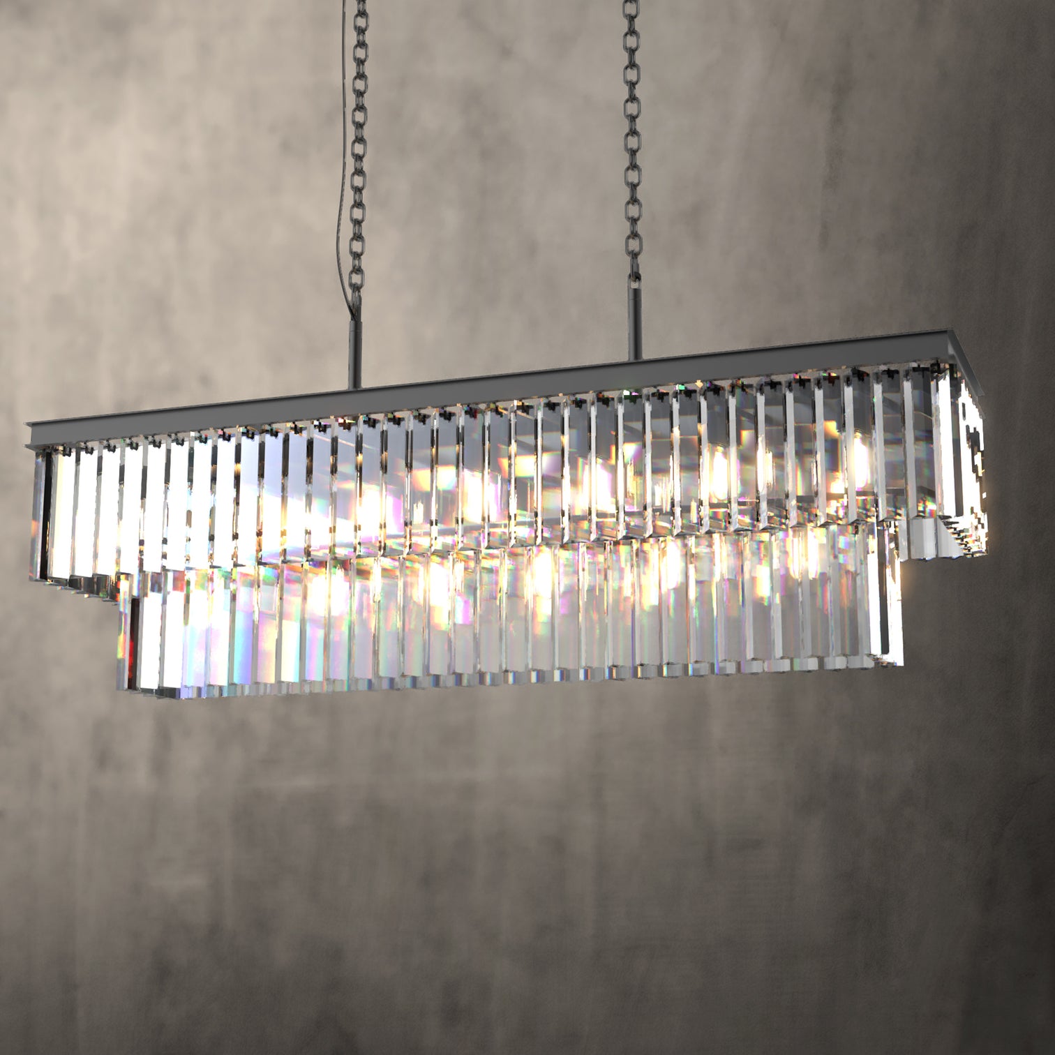 BILL Dimmable Luxury K9 Crystal Chandelier Rectangle Kitchen Dining Table 1250mm Length - 7Pandas Australia