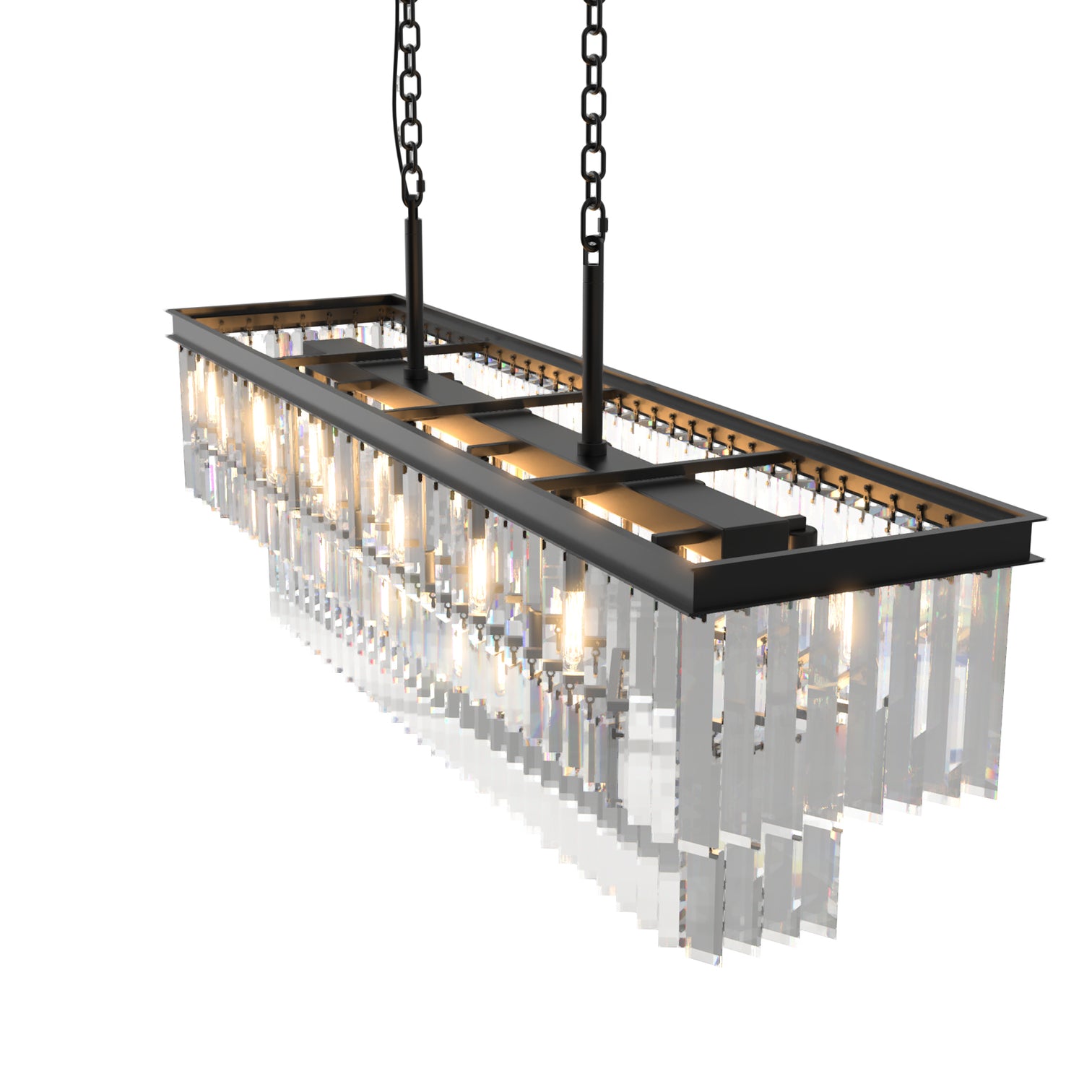 BILL Dimmable Luxury K9 Crystal Chandelier Rectangle Kitchen Dining Table 1250mm Length - 7Pandas Australia