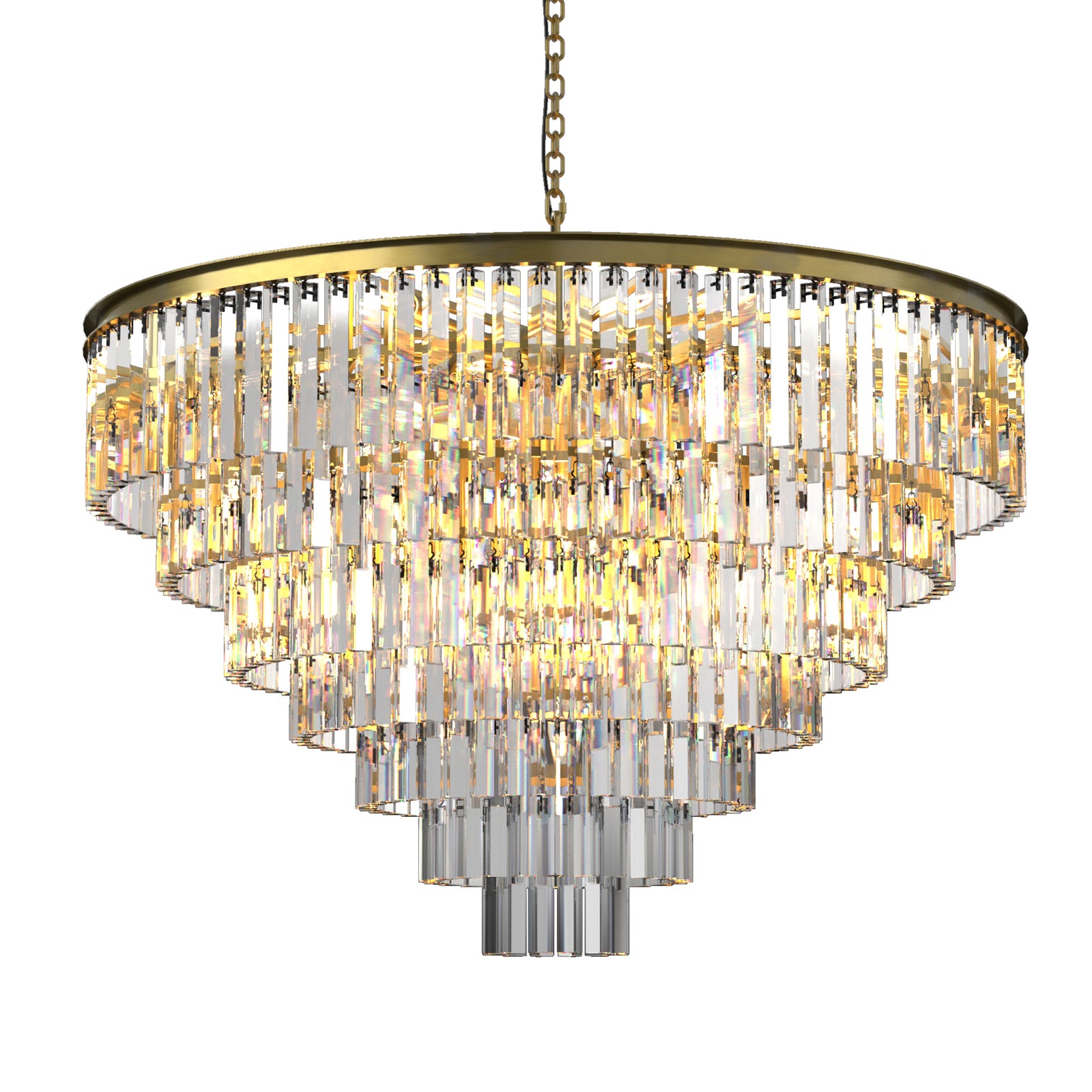 BILL Modern K9 Crystal Chandelier Angular Glass Aged Brass E14 lamp base - 7Pandas Australia