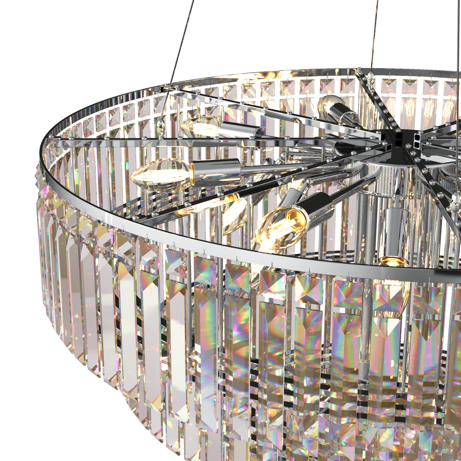 FIZAR K9 Large Contemporary Modern Crystal Chandelier Raindop Round Light Fixture E14 base - 7Pandas Australia