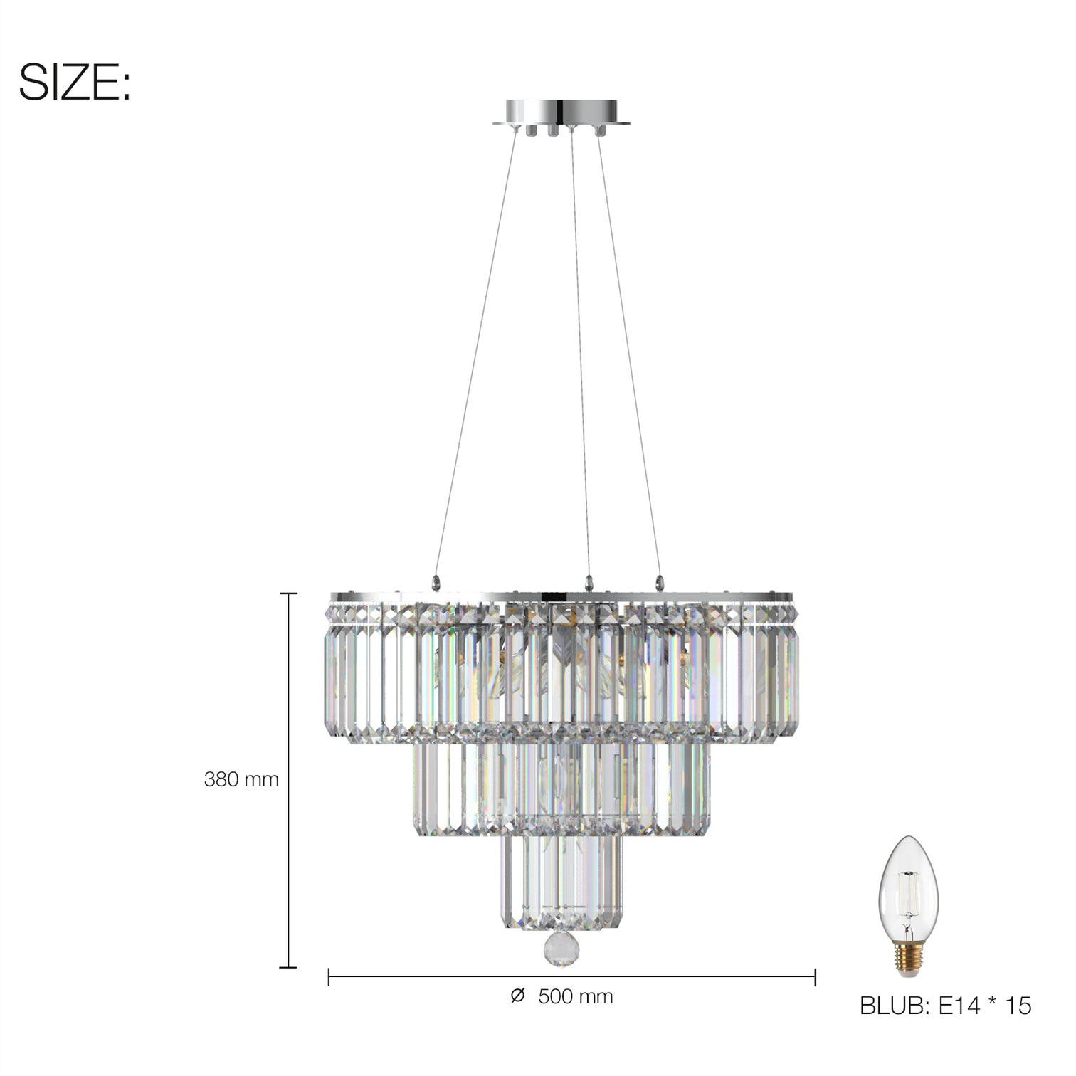 FIZAR K9 Large Contemporary Modern Crystal Chandelier Raindop Round Light Fixture E14 base - 7Pandas Australia