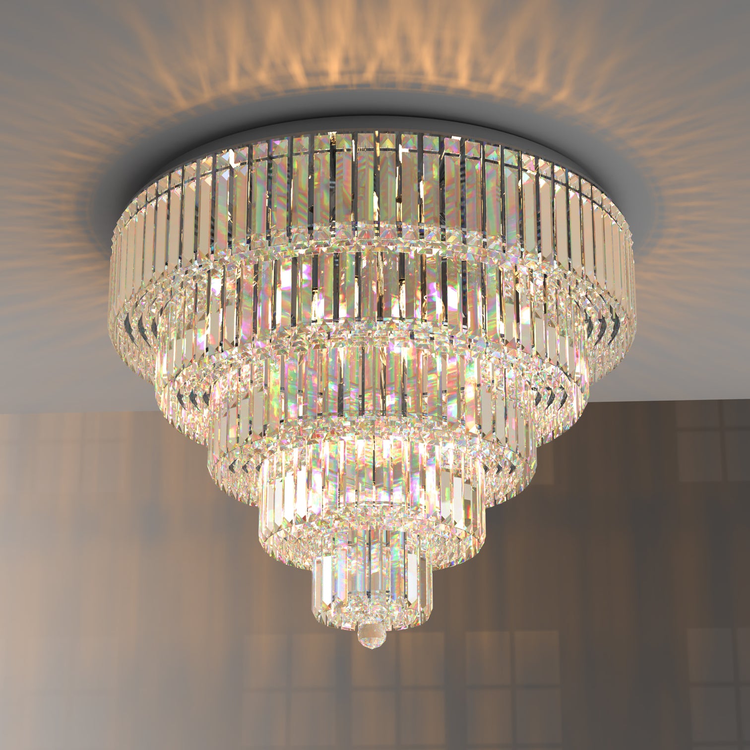 FIZAR K9 Large Contemporary Modern Crystal Chandelier Raindop Round Light Fixture E14 base - 7Pandas Australia
