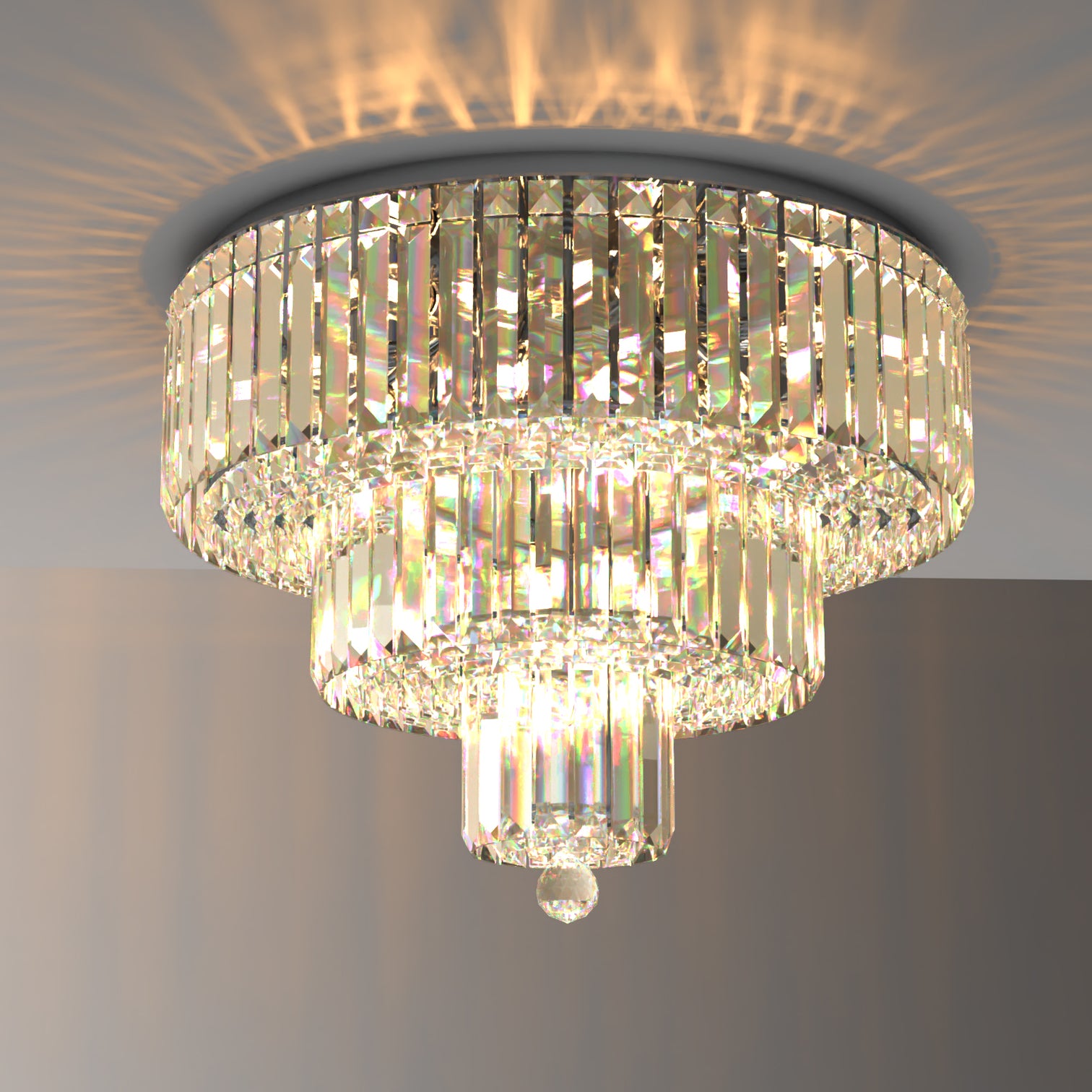 FIZAR K9 Large Contemporary Modern Crystal Chandelier Raindop Round Light Fixture E14 base - 7Pandas Australia