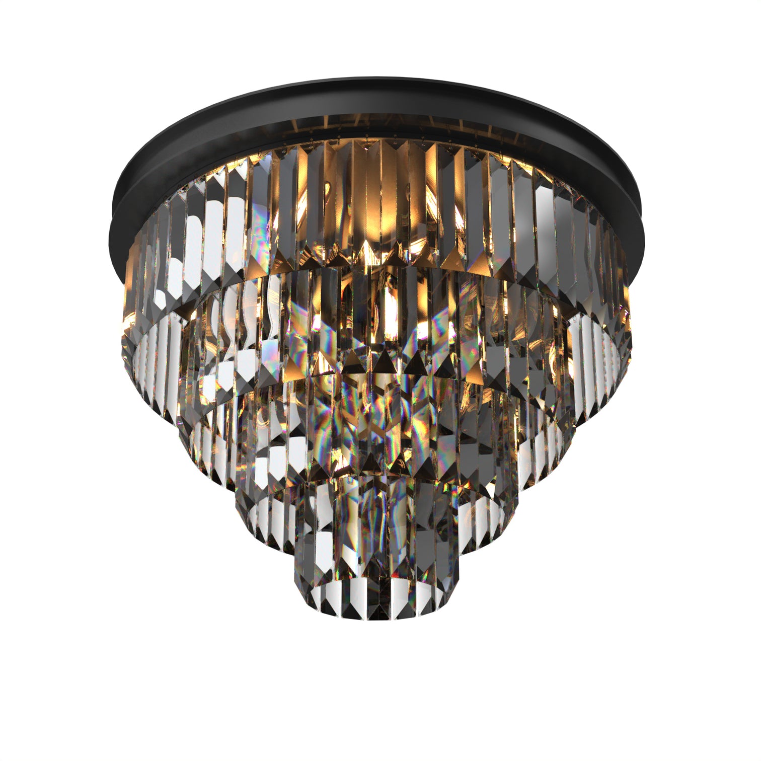 Teras K9 Modern Crystal Chandelier Round Light Fixture Flush Mount Type E14 base - 7Pandas Australia