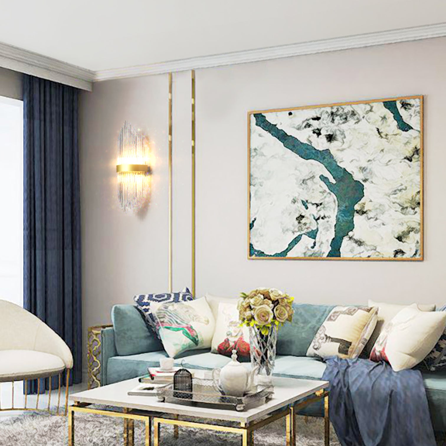 CARLO Contemporary Luxury Interior Crystal Wall Light for Living Room Bedroom Bathroom E14 base - 7Pandas Australia