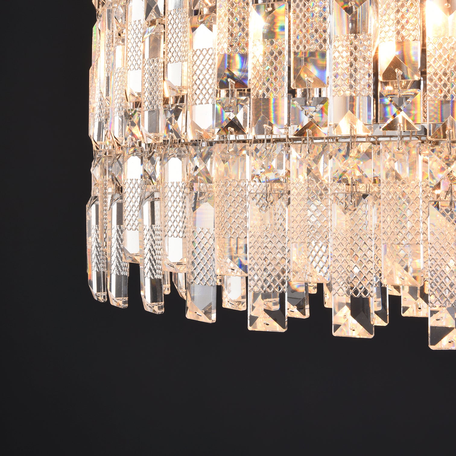 PERONI 600mm Diameter Round Modern Clear Crystal Chandelier Lighting E14 Base - 7Pandas Australia