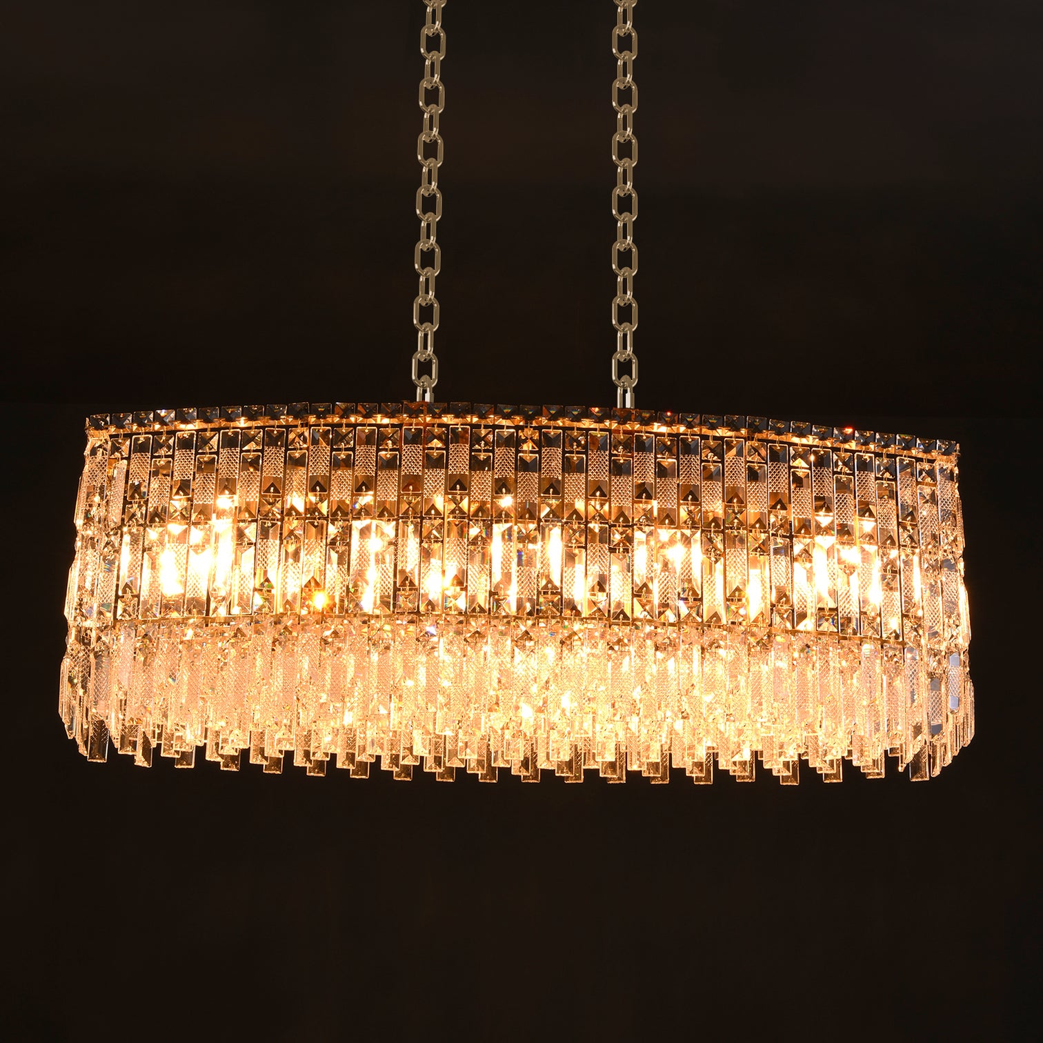 PERONI 1000mm Rectangle Modern Crystal Chandelier Lighting E14 Base - 7Pandas Australia