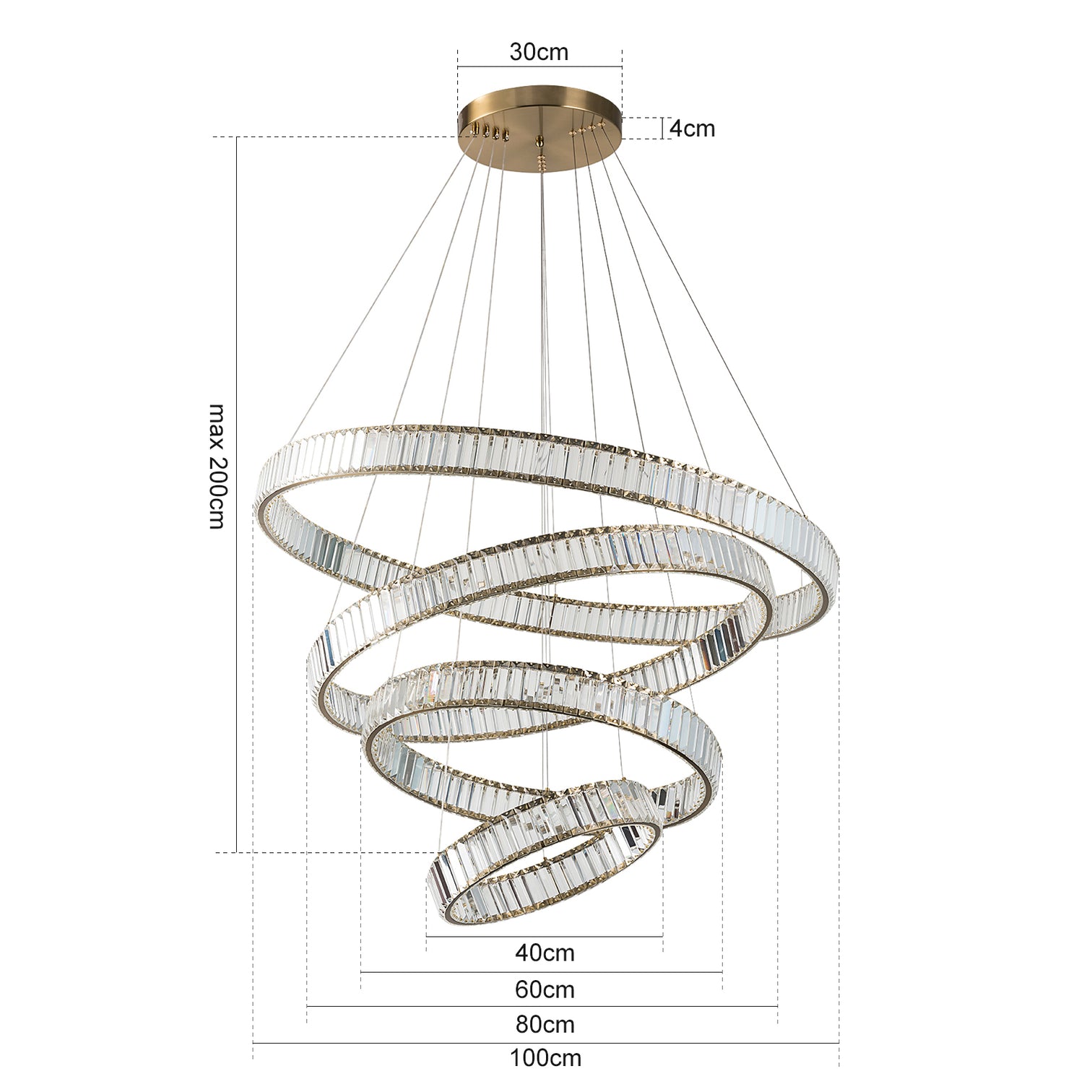 RING 4-Layer Modern K9 Luxury Crystal Chandelier LED 3CCT Dimmable Living Dining Room Foyer - 7Pandas Australia