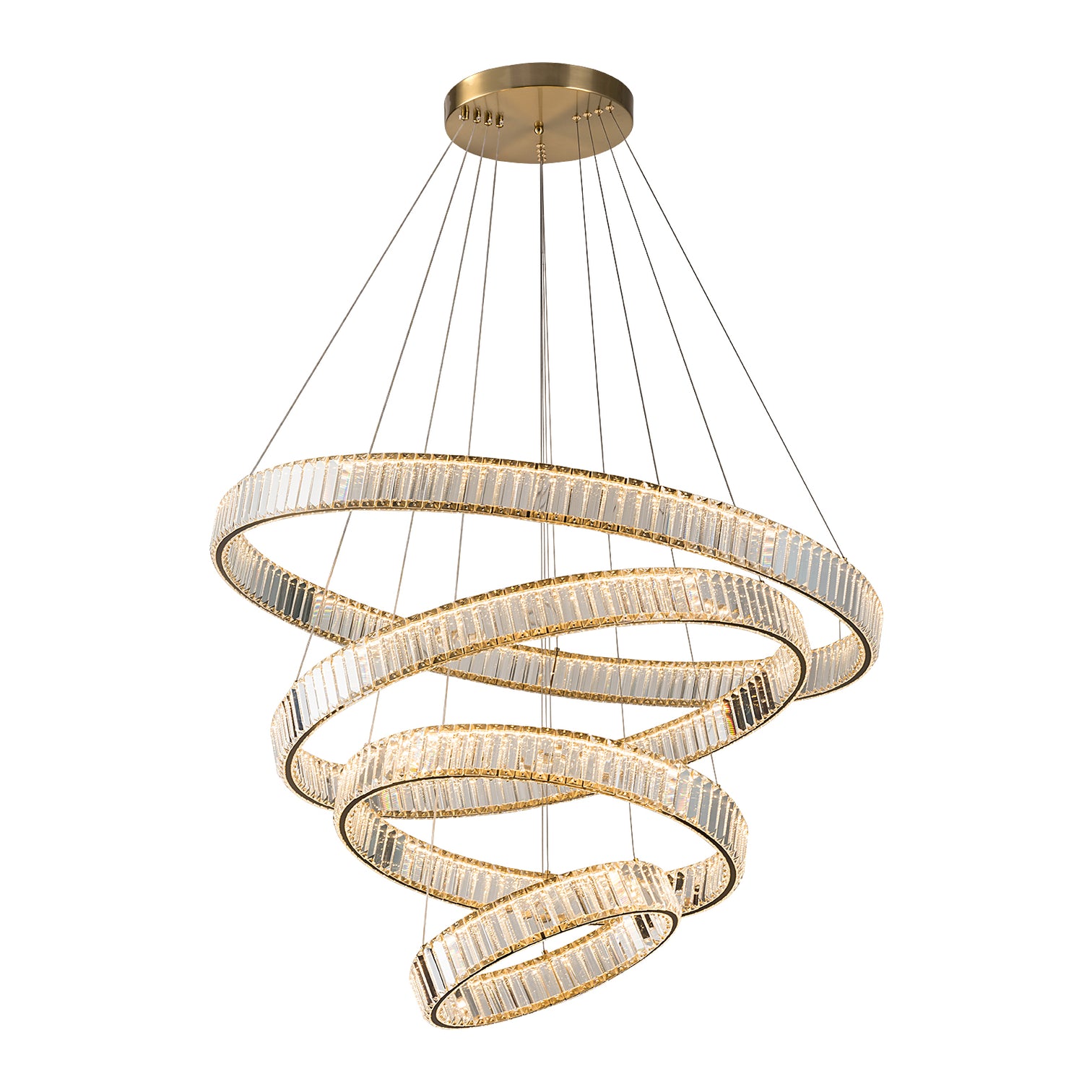 RING 4-Layer Modern K9 Luxury Crystal Chandelier LED 3CCT Dimmable Living Dining Room Foyer - 7Pandas Australia