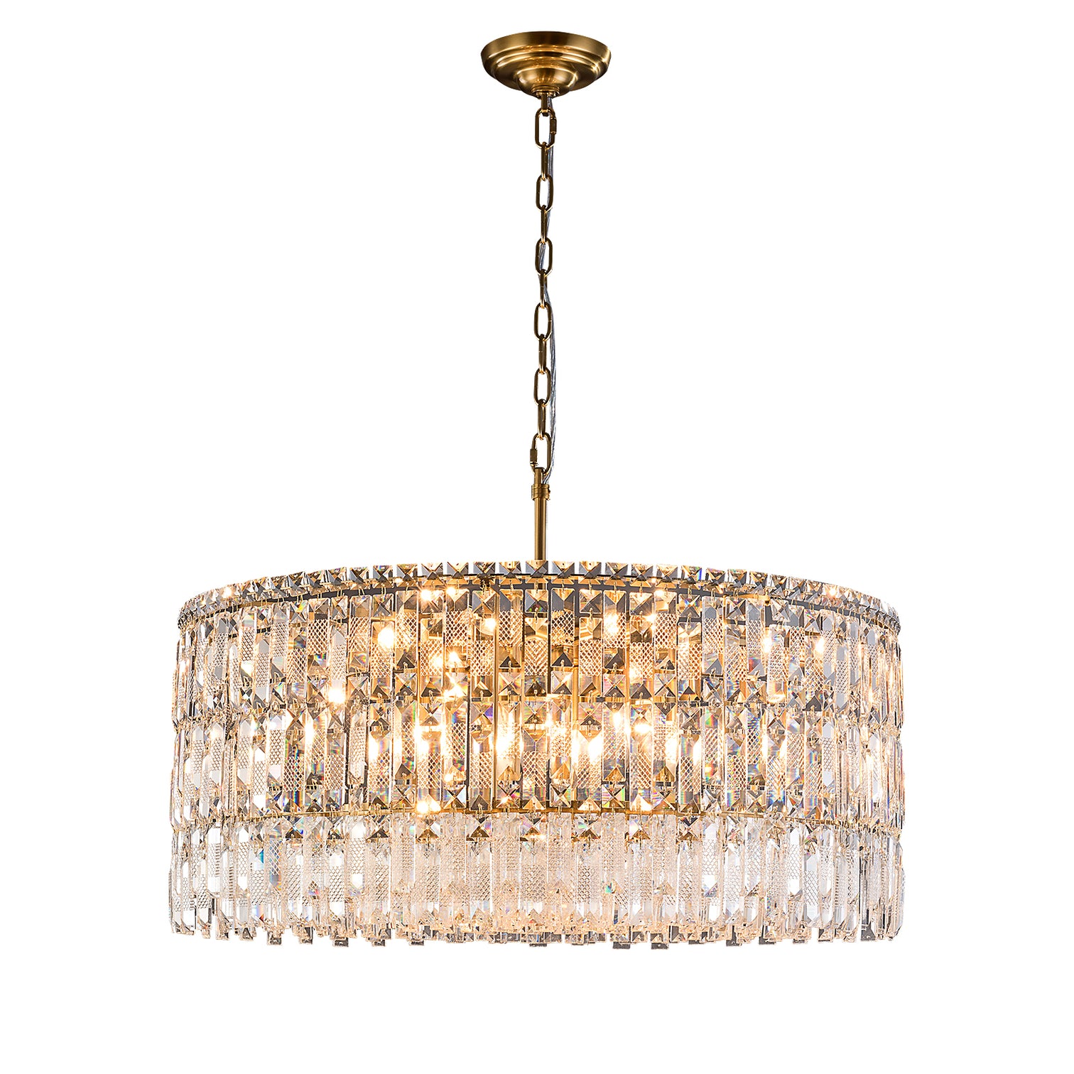 PERONI 600mm Diameter Round Modern Clear Crystal Chandelier Lighting E14 Base