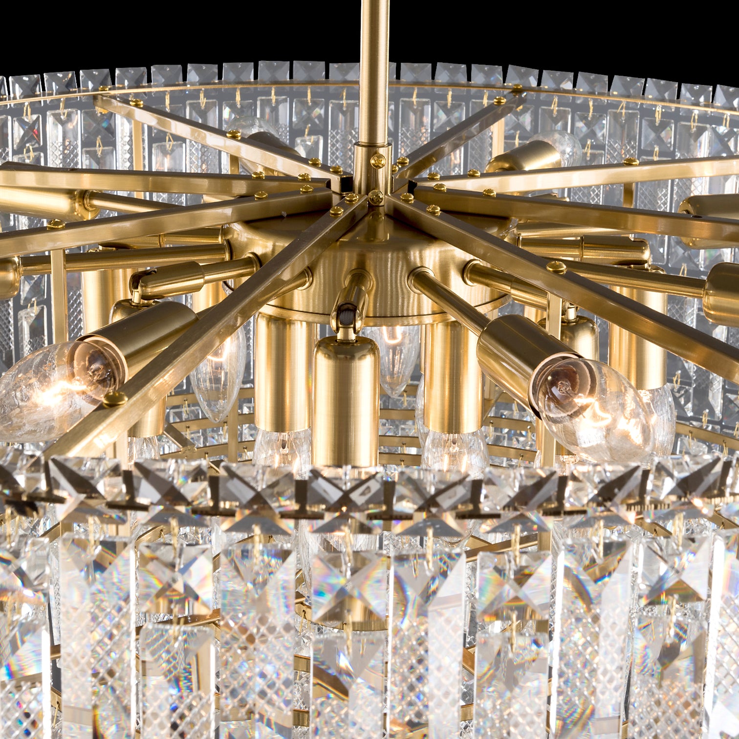 PERONI 600mm Diameter Round Modern Clear Crystal Chandelier Lighting E14 Base