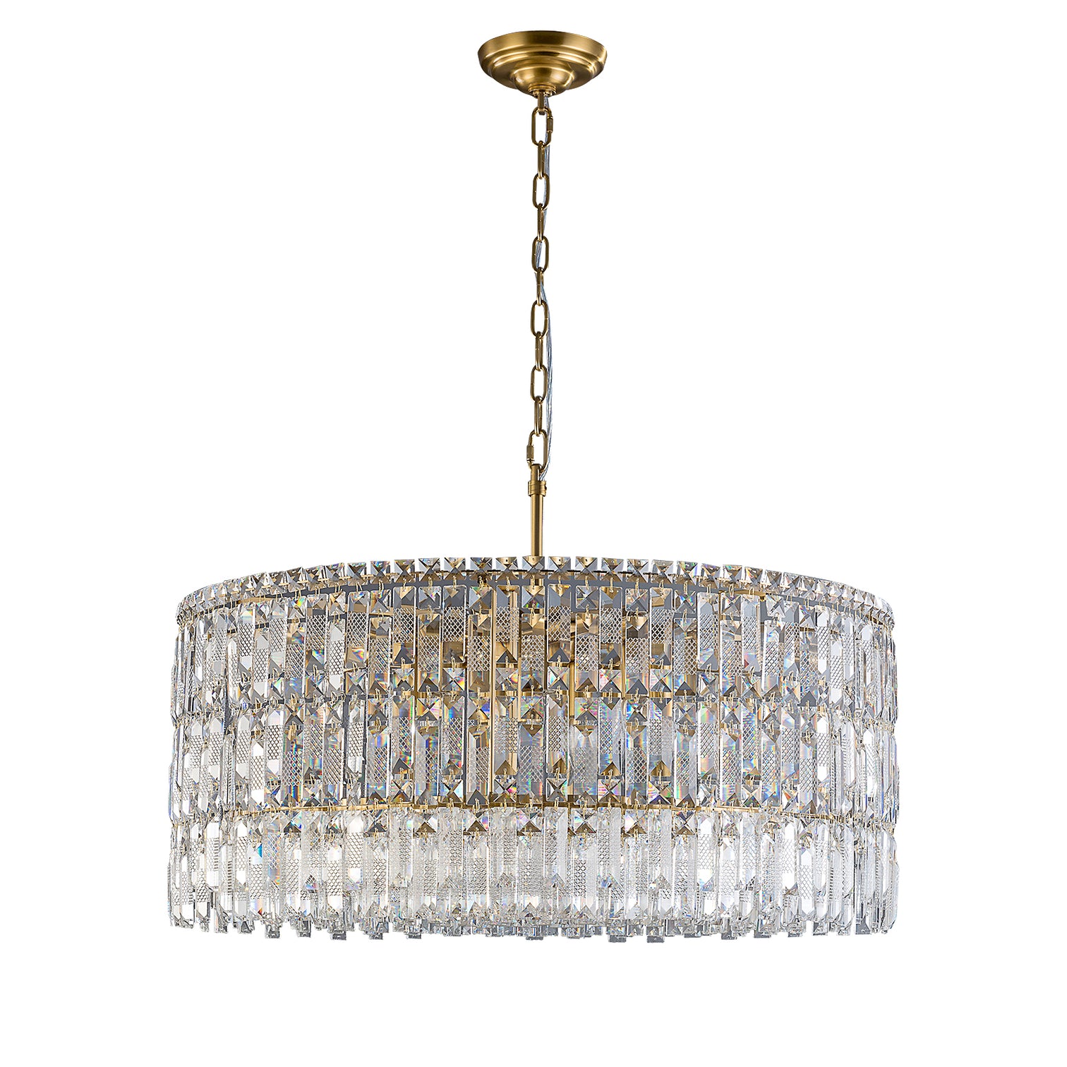 PERONI 600mm Diameter Round Modern Clear Crystal Chandelier Lighting E14 Base